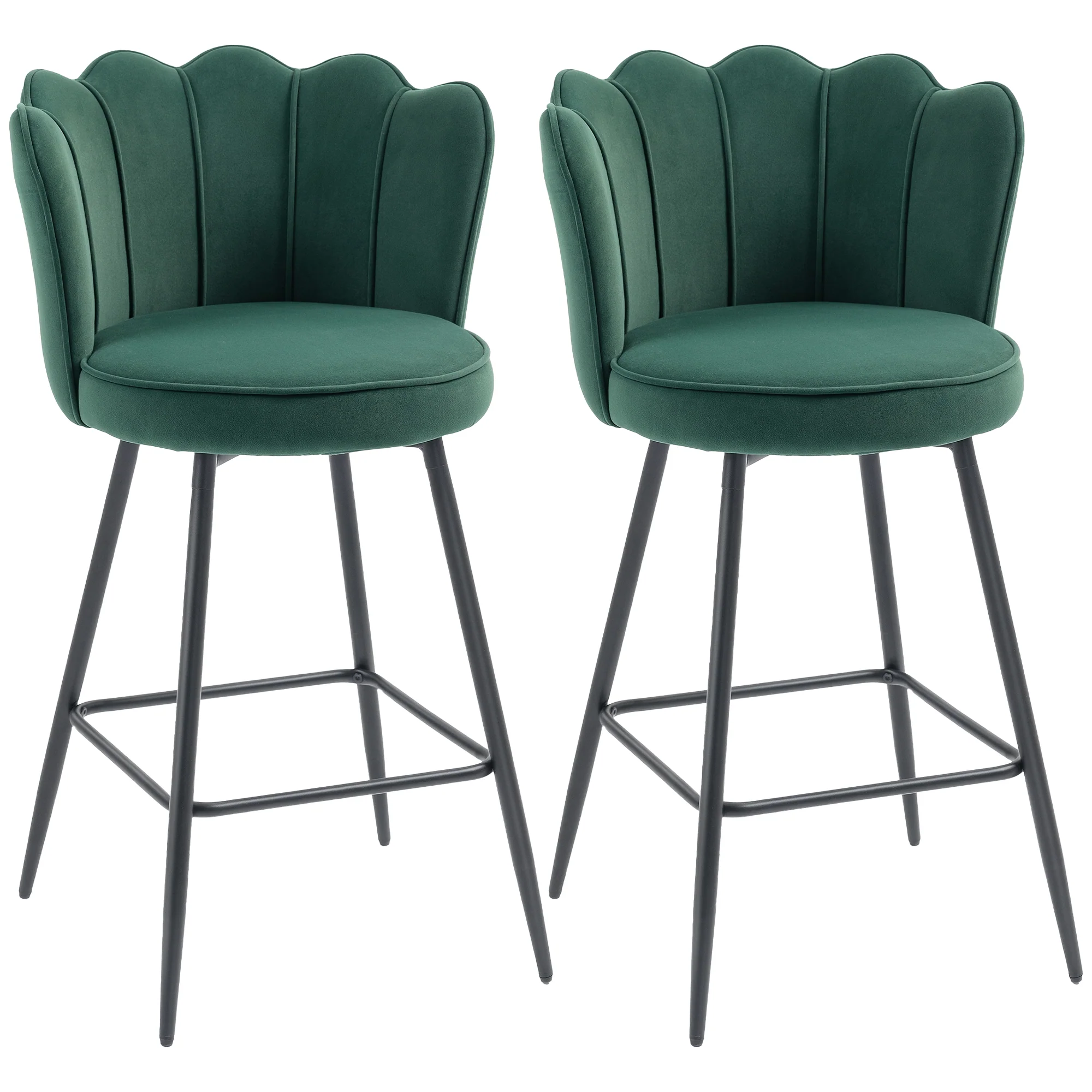 HOMCOM Set Of 2 Barstools With Petal Backrest For Kitchen Island - Image 10