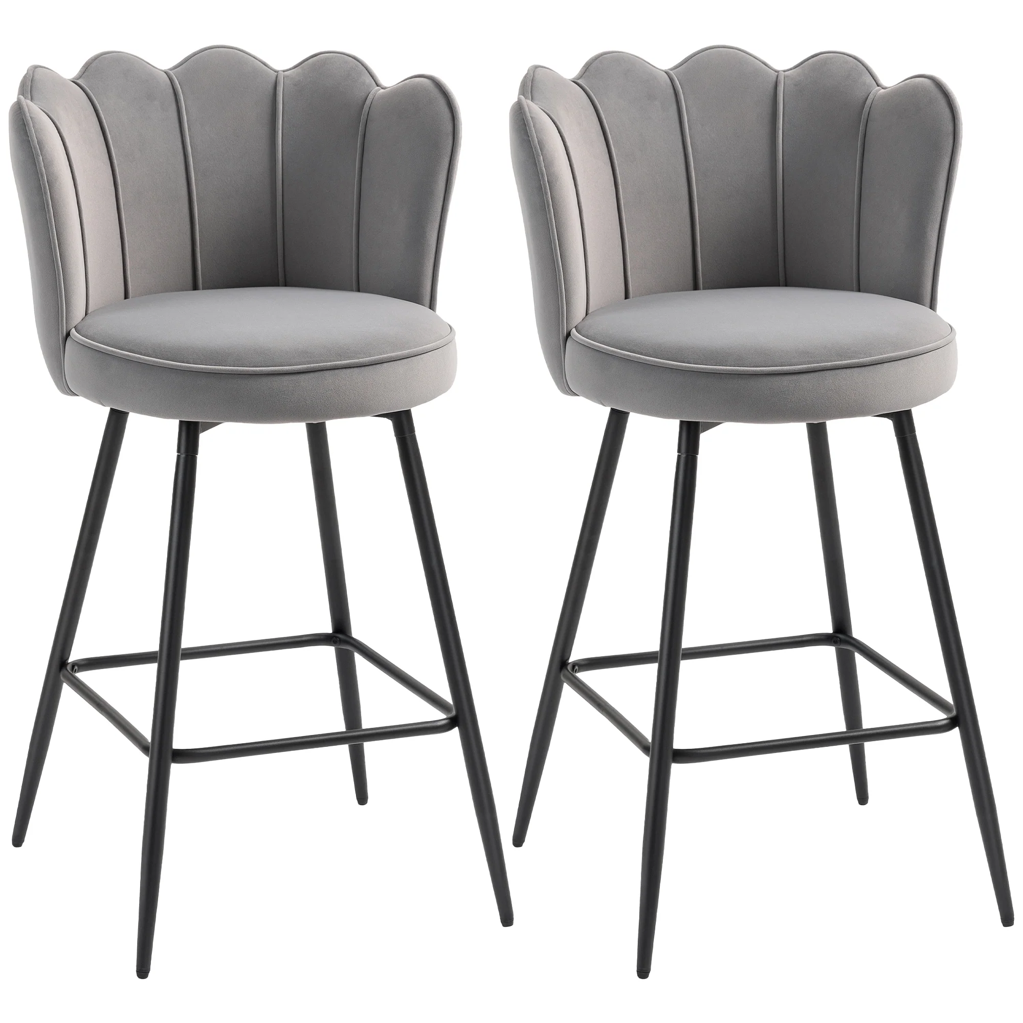 HOMCOM Set Of 2 Barstools With Petal Backrest For Kitchen Island - Image 19