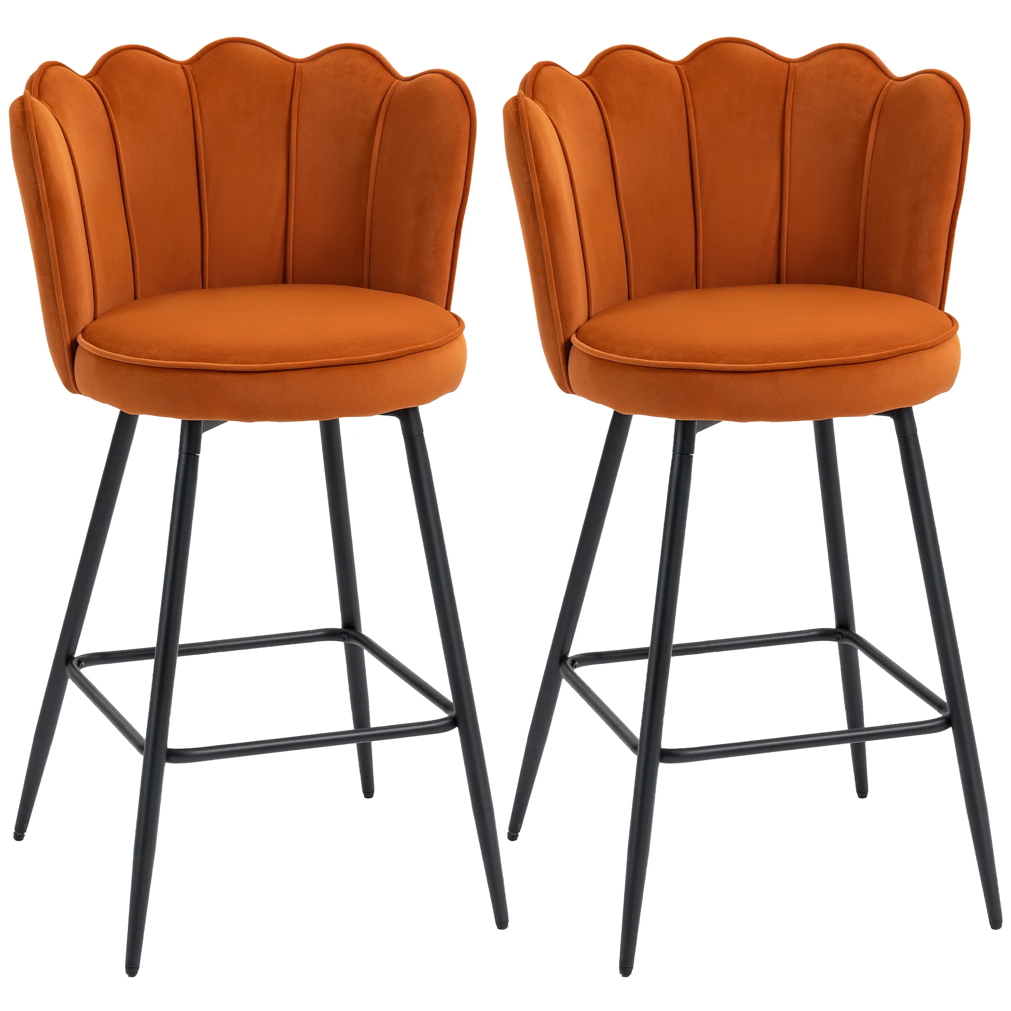 HOMCOM Set Of 2 Barstools With Petal Backrest For Kitchen Island - Image 28