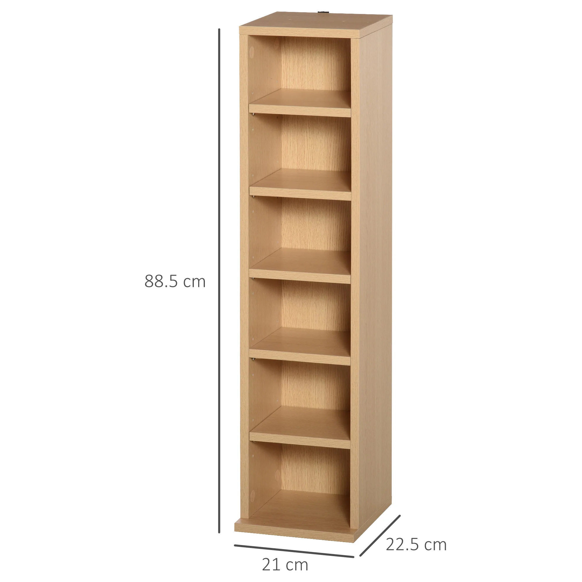 HOMCOM Set of 2 CD Media Display Shelf Unit Tower Rack Adjustable, Wood Color - Image 4
