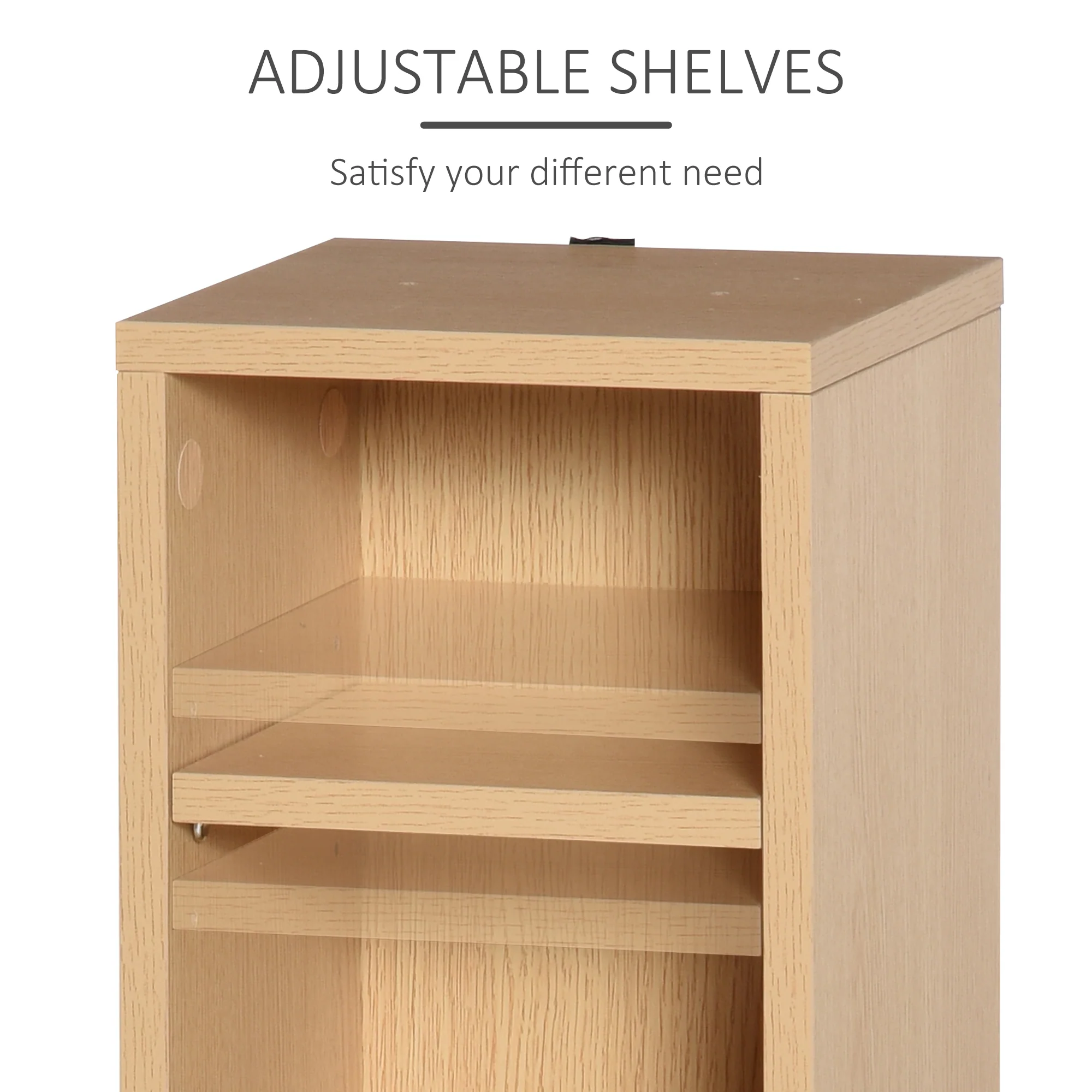 HOMCOM Set of 2 CD Media Display Shelf Unit Tower Rack Adjustable, Wood Color - Image 6