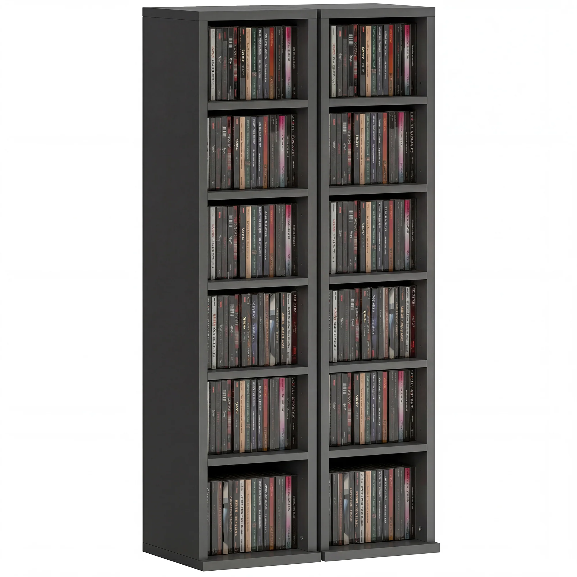 HOMCOM Set of 2 CD Storage Units DVD Shelf with Adjustable Shelves, Black