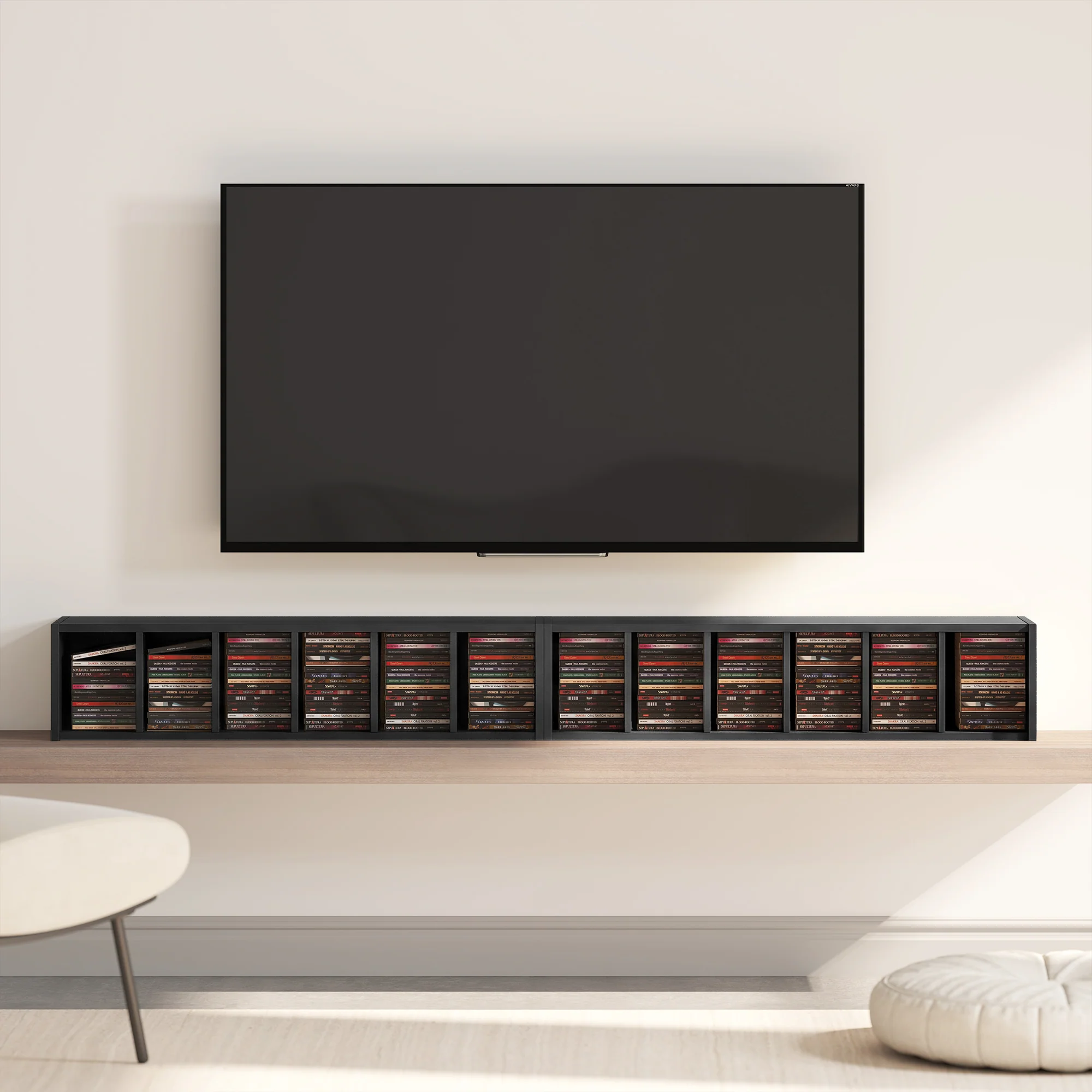 HOMCOM Set of 2 CD Storage Units DVD Shelf with Adjustable Shelves, Black - Image 9