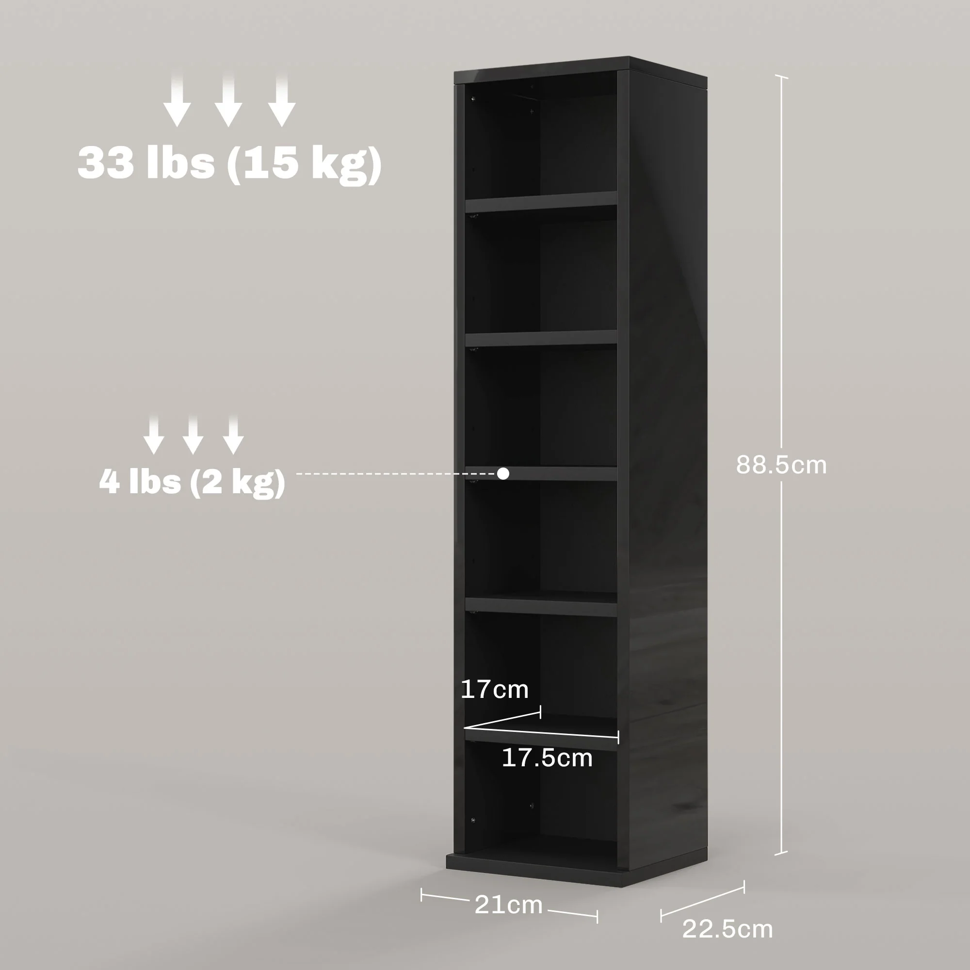 HOMCOM Set Of 2 CD Storage Units With Adjustable Shelves, High Gloss White, Grey And Black - Image 14