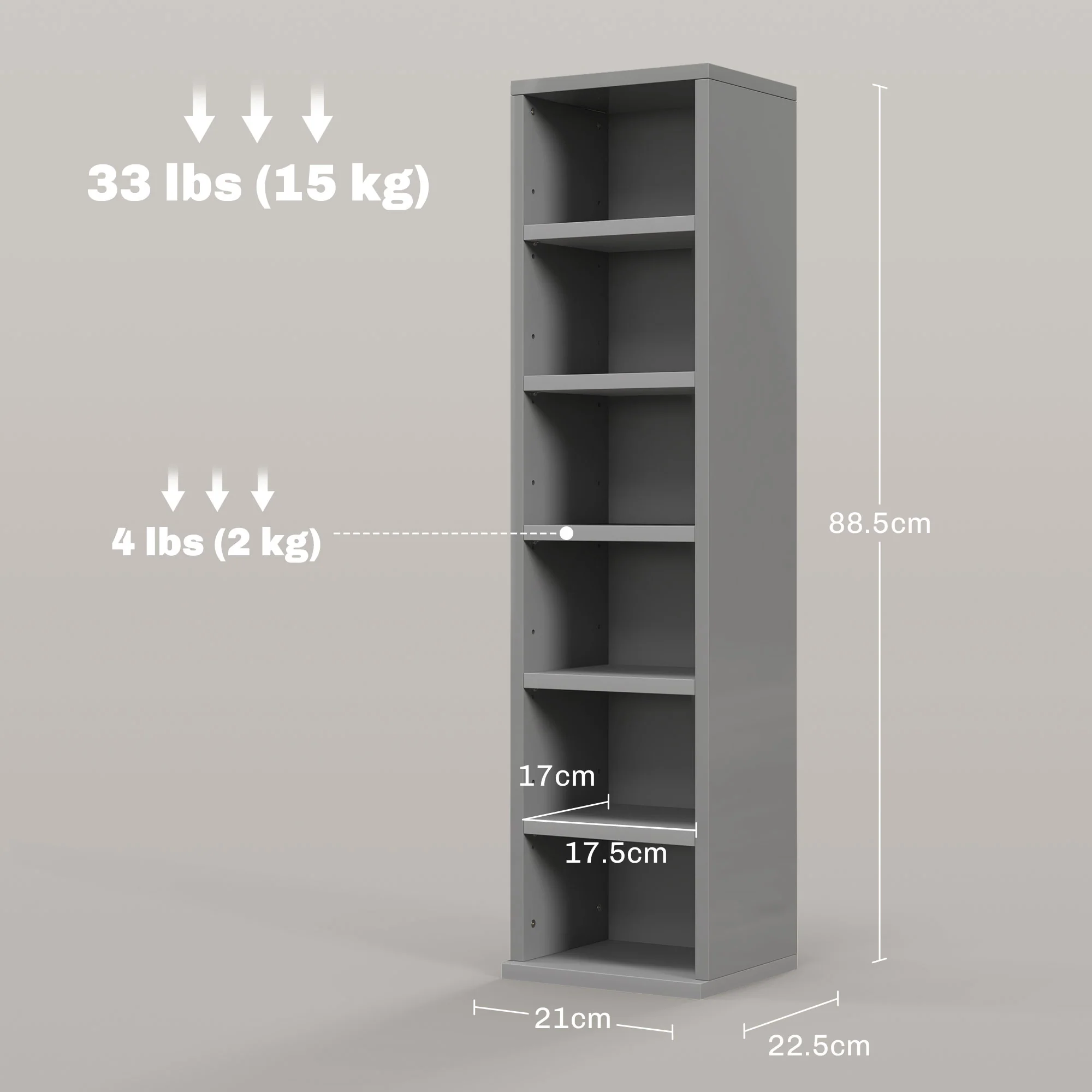 HOMCOM Set Of 2 CD Storage Units With Adjustable Shelves, High Gloss White, Grey And Black - Image 23