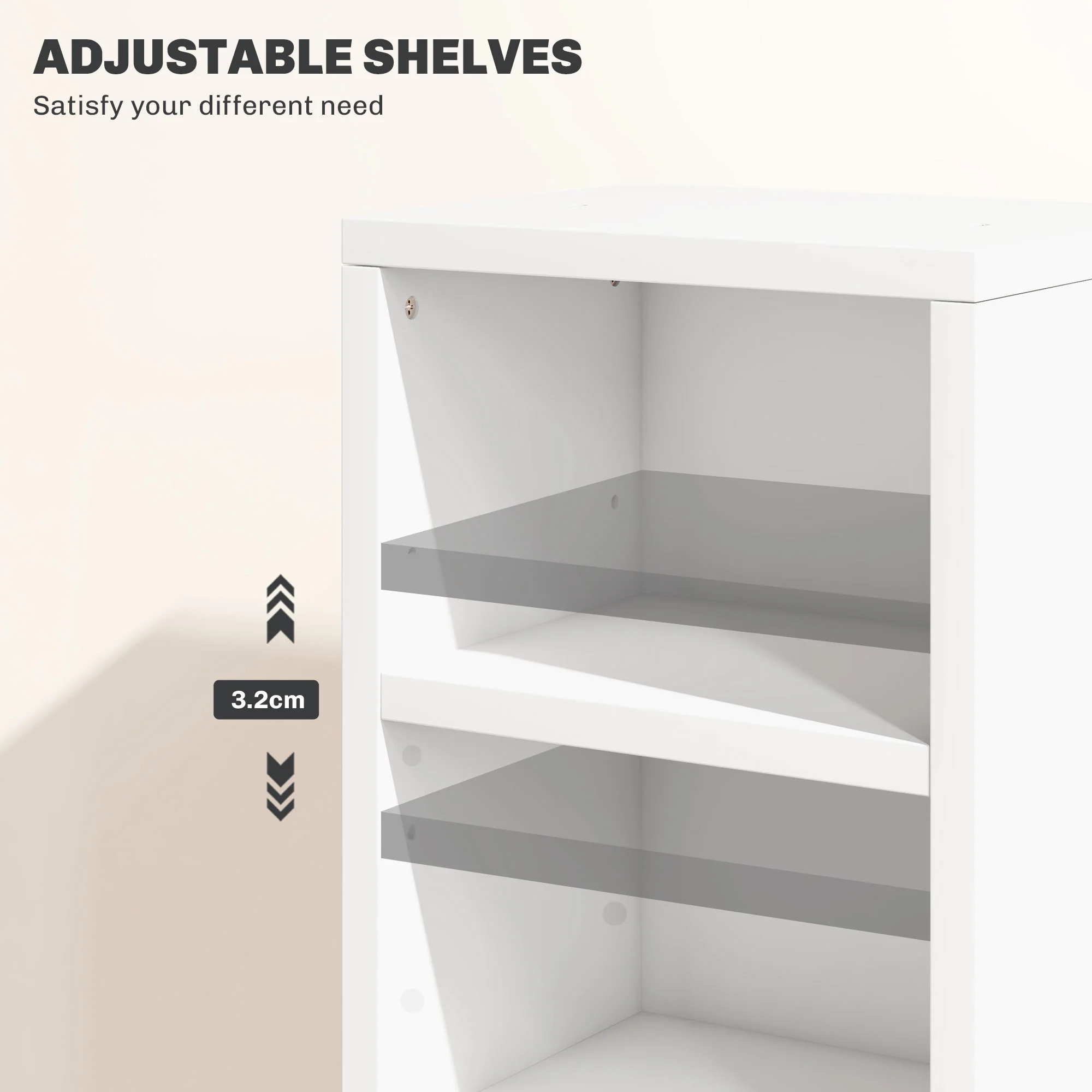 HOMCOM Set Of 2 CD Storage Units With Adjustable Shelves, High Gloss White, Grey And Black - Image 6