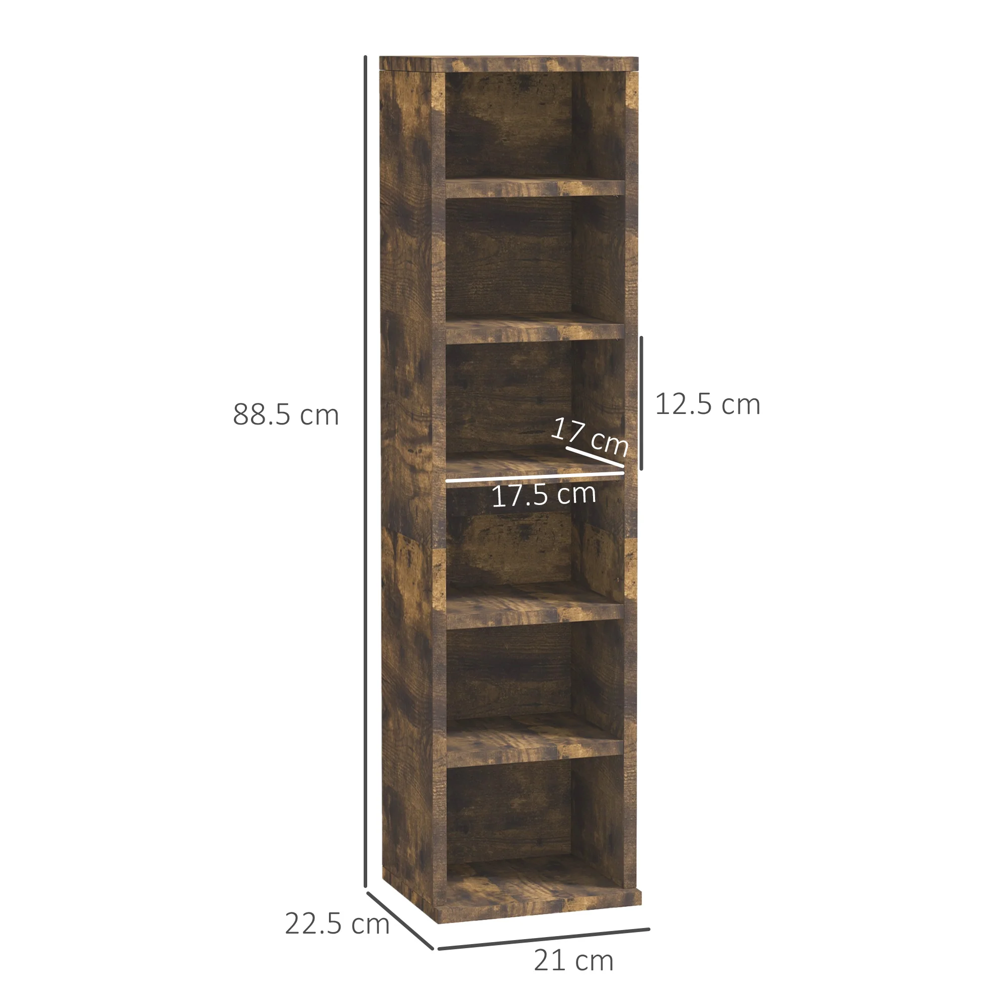 HOMCOM Set Of 2 CD Storage Units With Adjustable Shelves Rustic Brown - Image 5