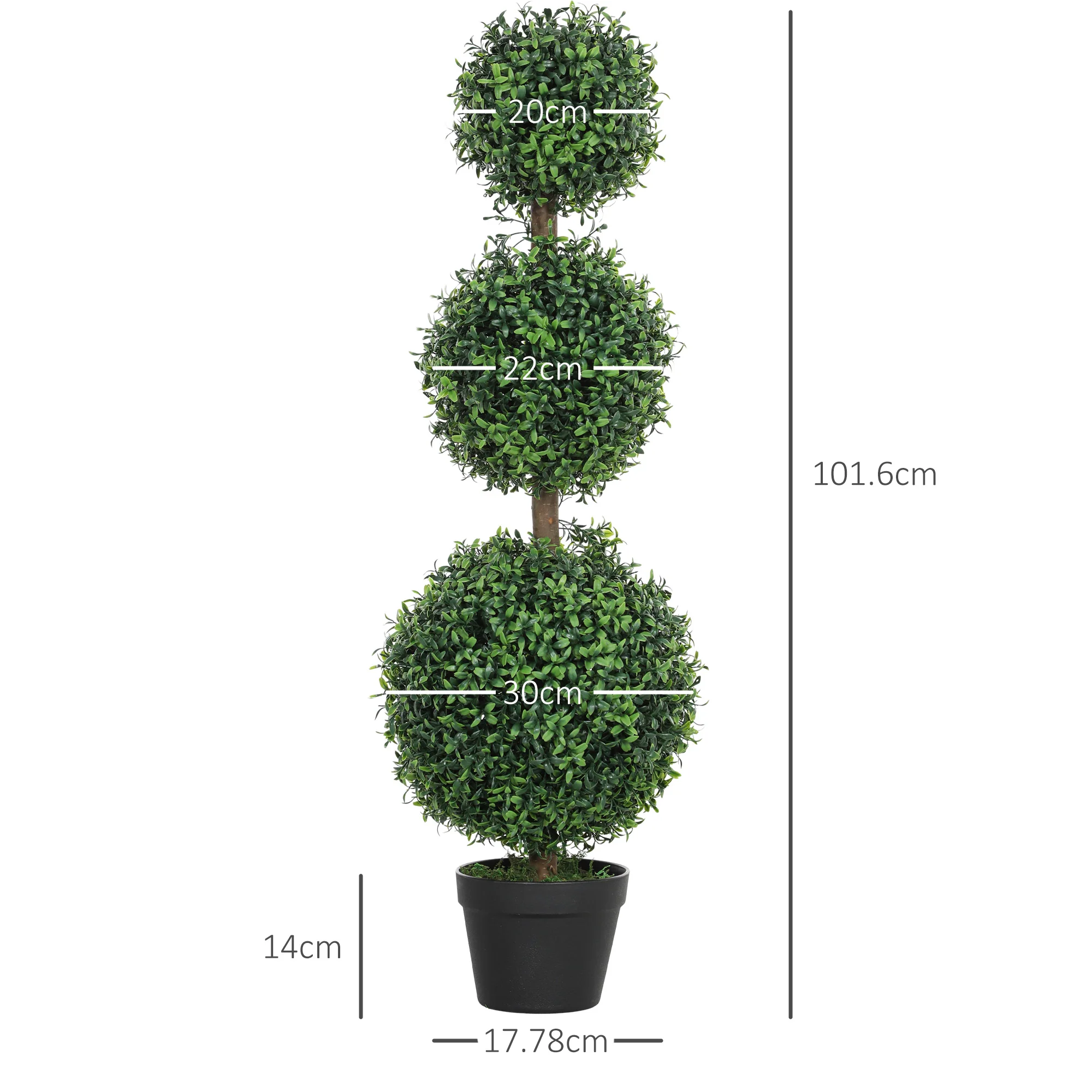 HOMCOM Set Of 2 Decorative Artificial Plants Boxwood Trees In Pot, Green - Image 5