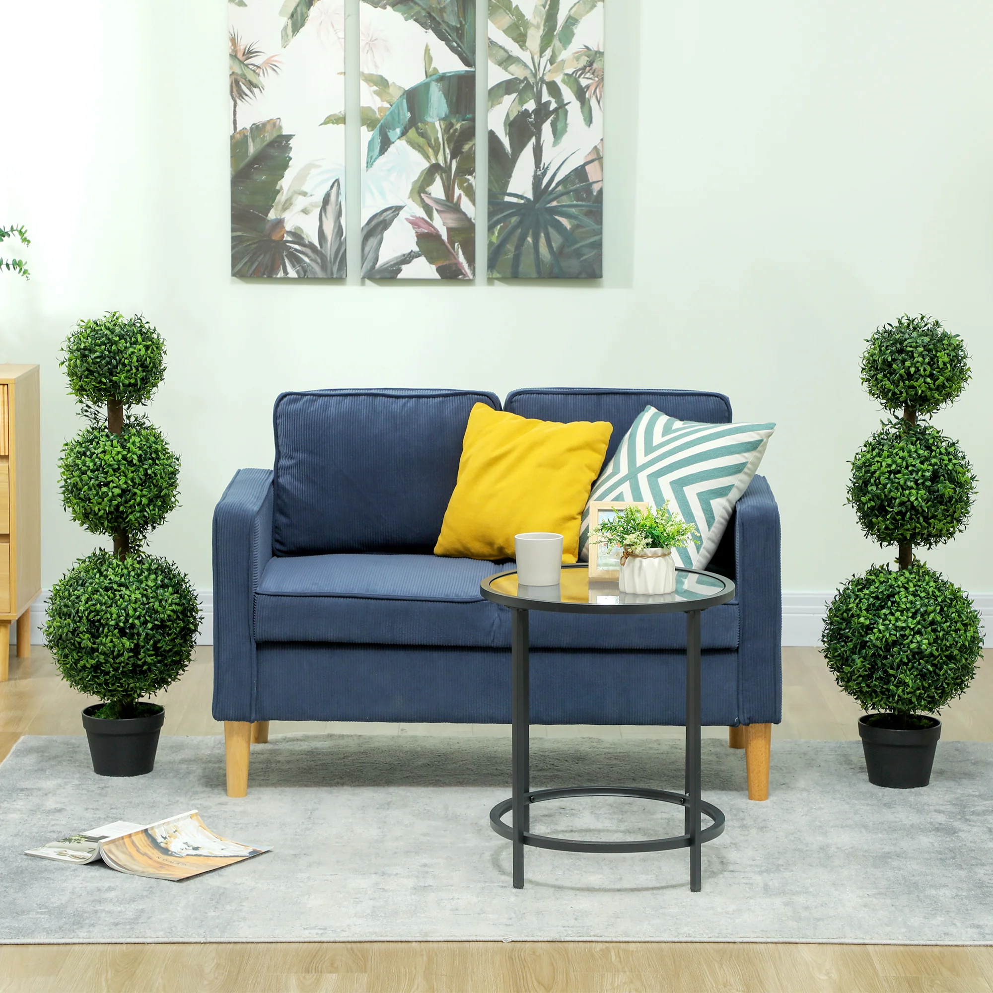 HOMCOM Set Of 2 Decorative Artificial Plants Boxwood Trees In Pot, Green - Image 7
