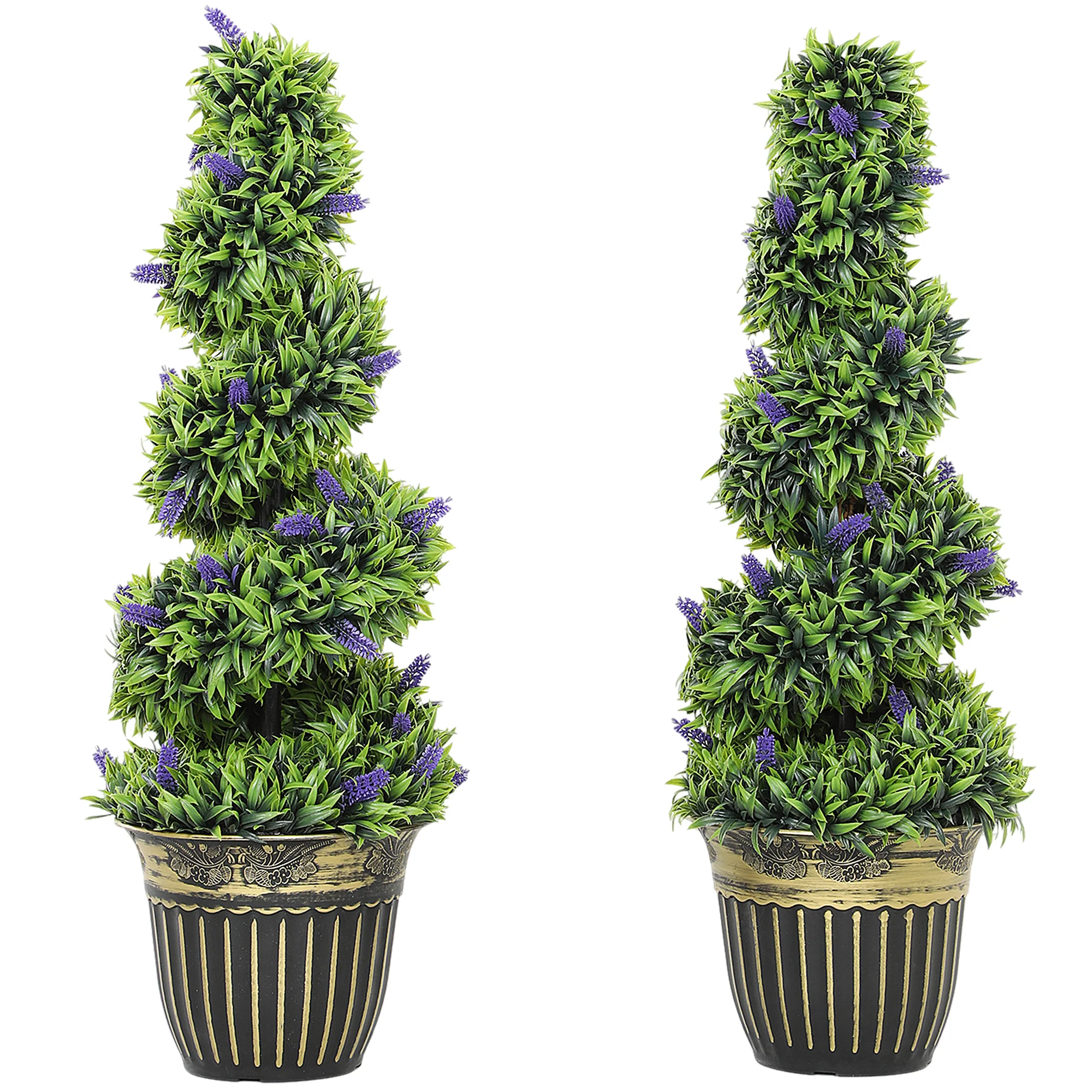 HOMCOM Set Of 2 Decorative Artificial Plants With Lavender And Pot, 90cm