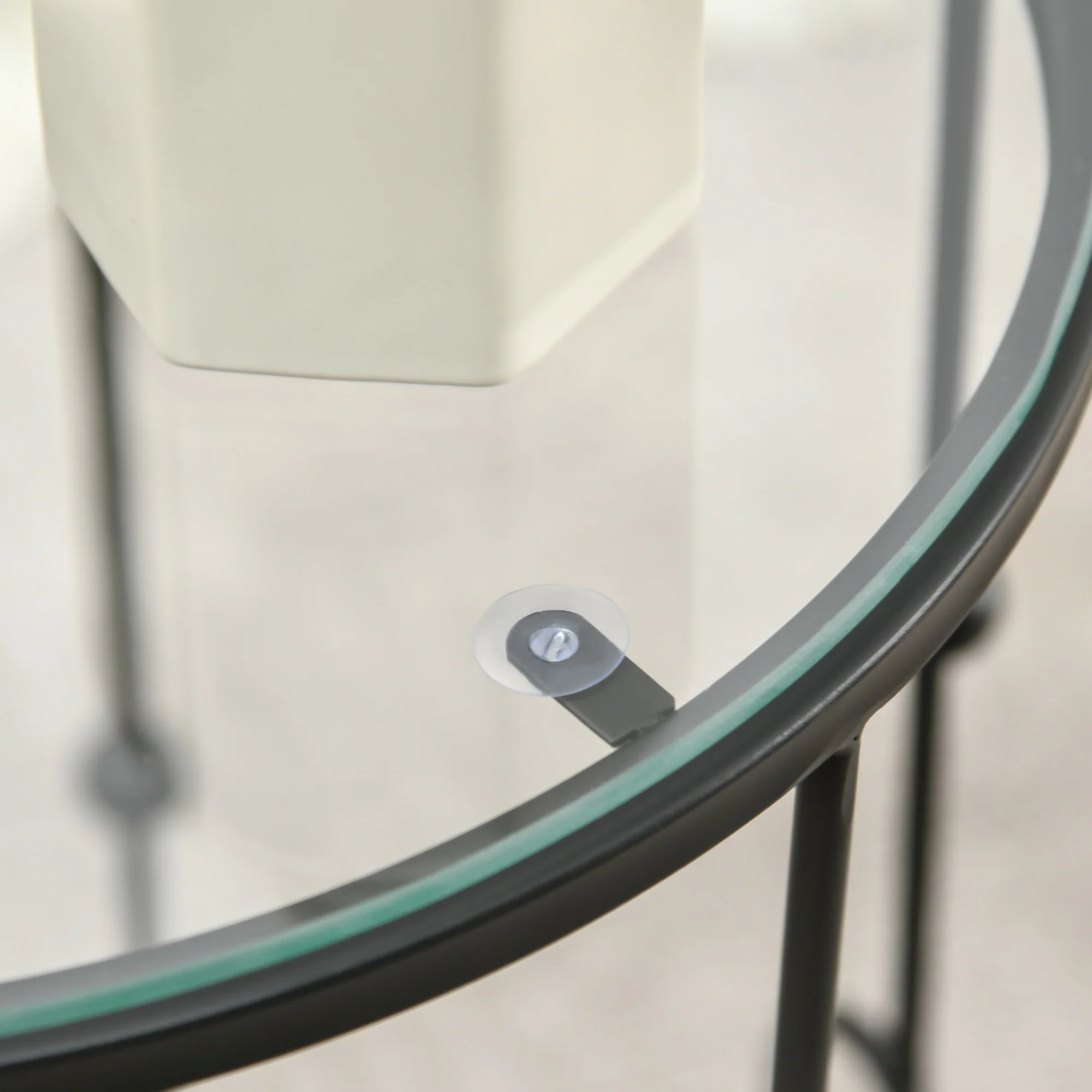 HOMCOM Set Of 2 Nesting Coffee Table, Side Tables With Glass Top, Black - Image 7