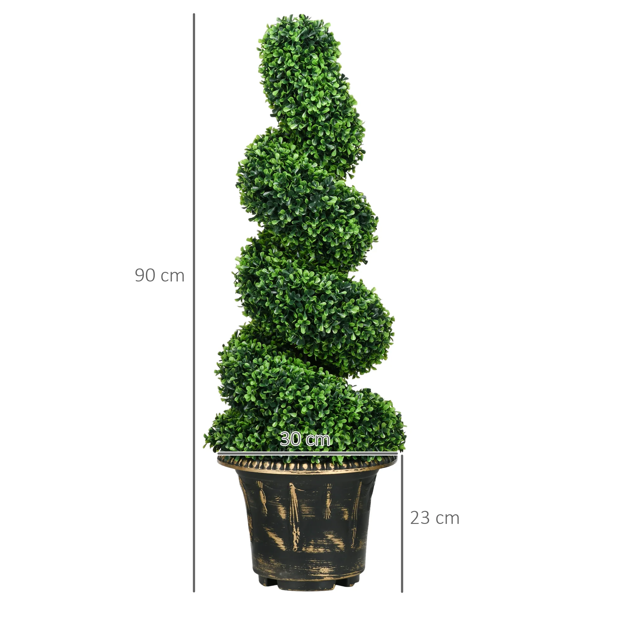 HOMCOM Set Of 2 Potted Artificial Plants, Topiary Spiral Boxwood Trees, 90cm - Image 5