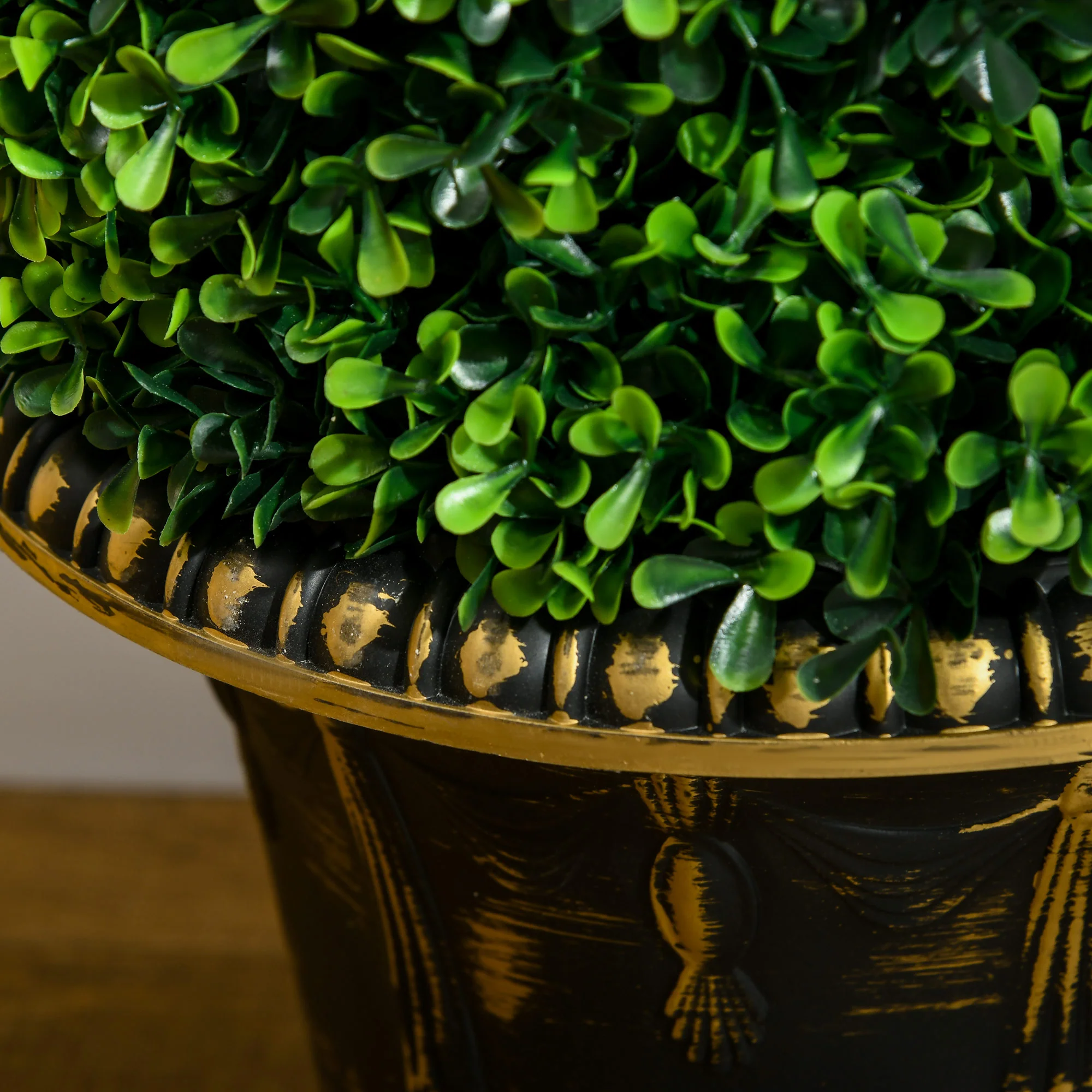 HOMCOM Set Of 2 Potted Artificial Plants, Topiary Spiral Boxwood Trees, 90cm - Image 9