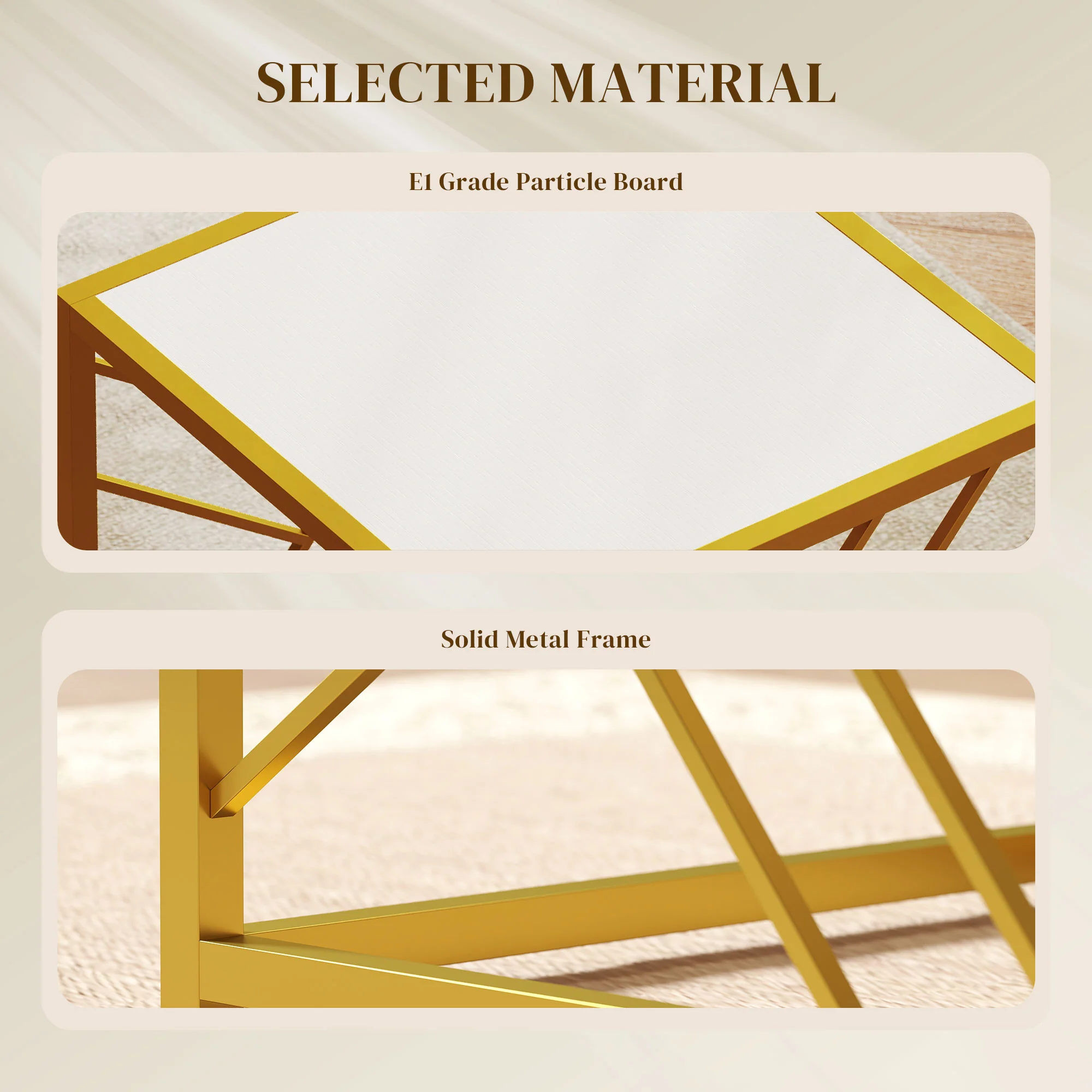 HOMCOM Set of 3 Nesting Coffee Tables Square End Tables w/ Metal Frame White - Image 3