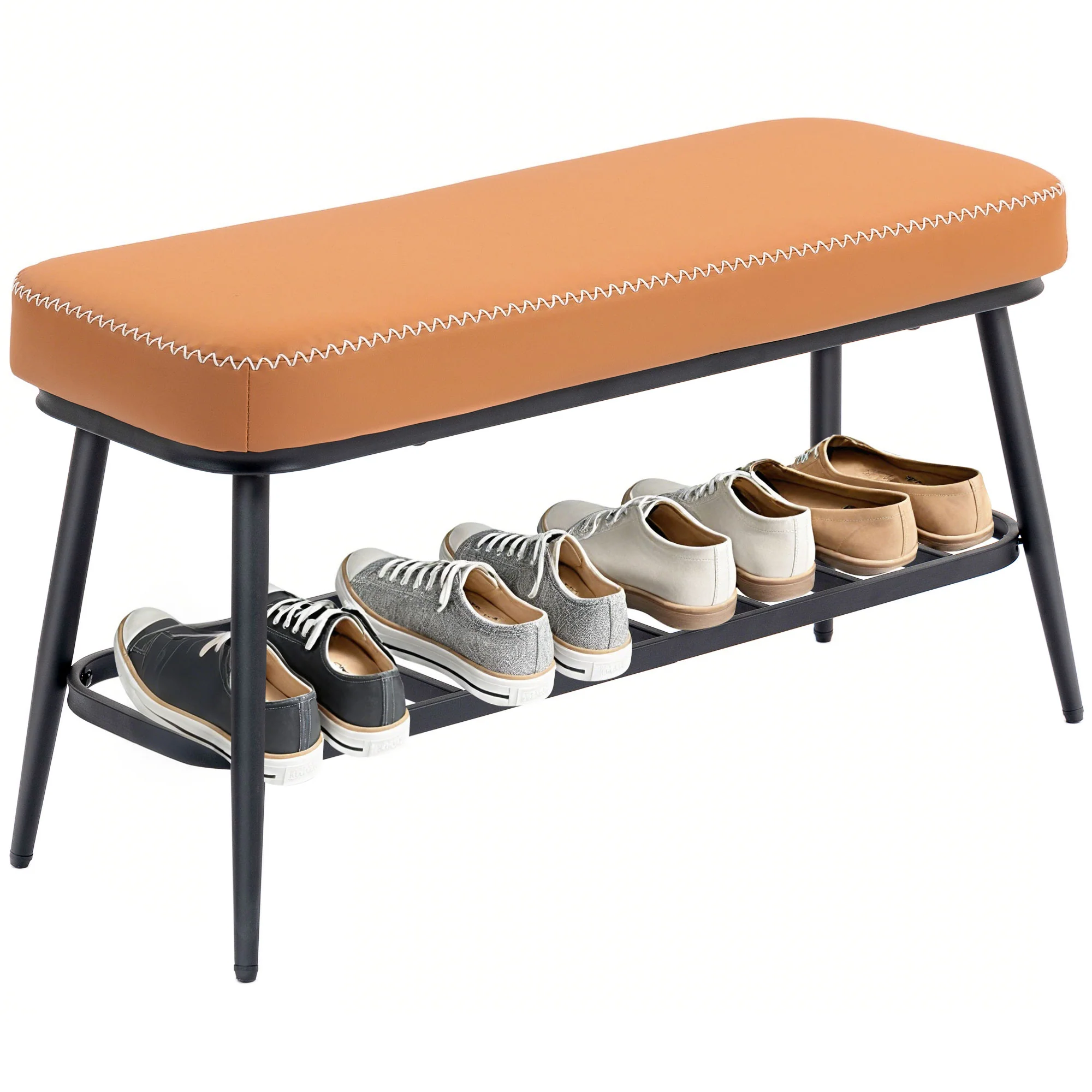 HOMCOM Shoe Bench, PU Leather Shoe Storage Bench for Entryway, - Image 10