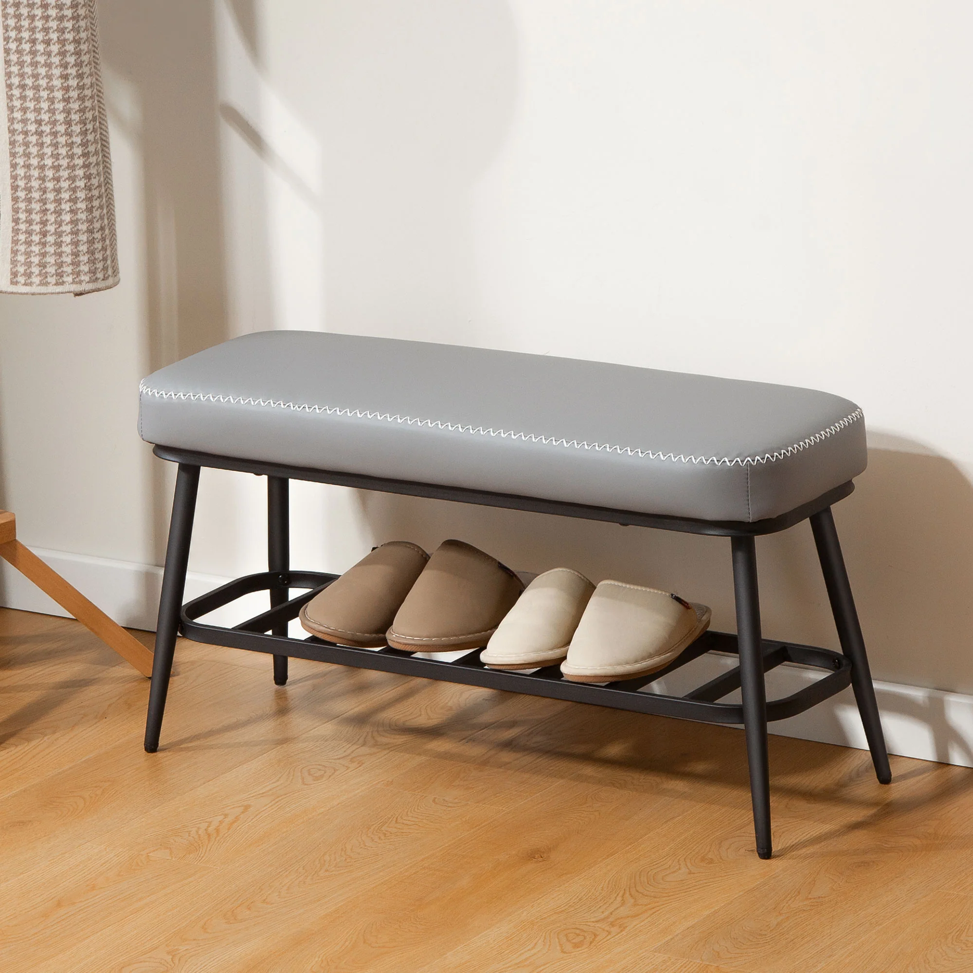 HOMCOM Shoe Bench, PU Leather Shoe Storage Bench for Entryway, - Image 29