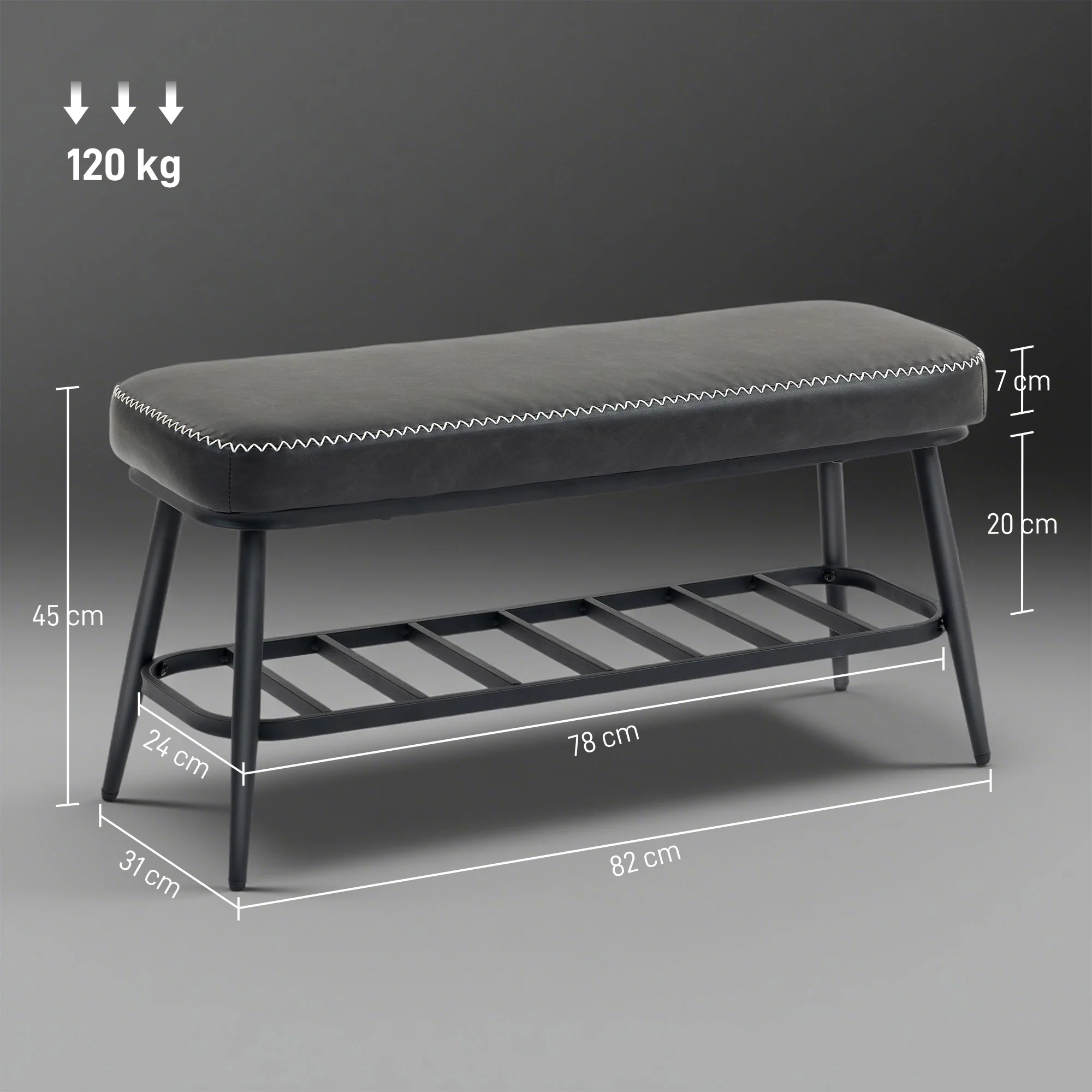 HOMCOM Shoe Bench, PU Leather Shoe Storage Bench for Entryway, - Image 3
