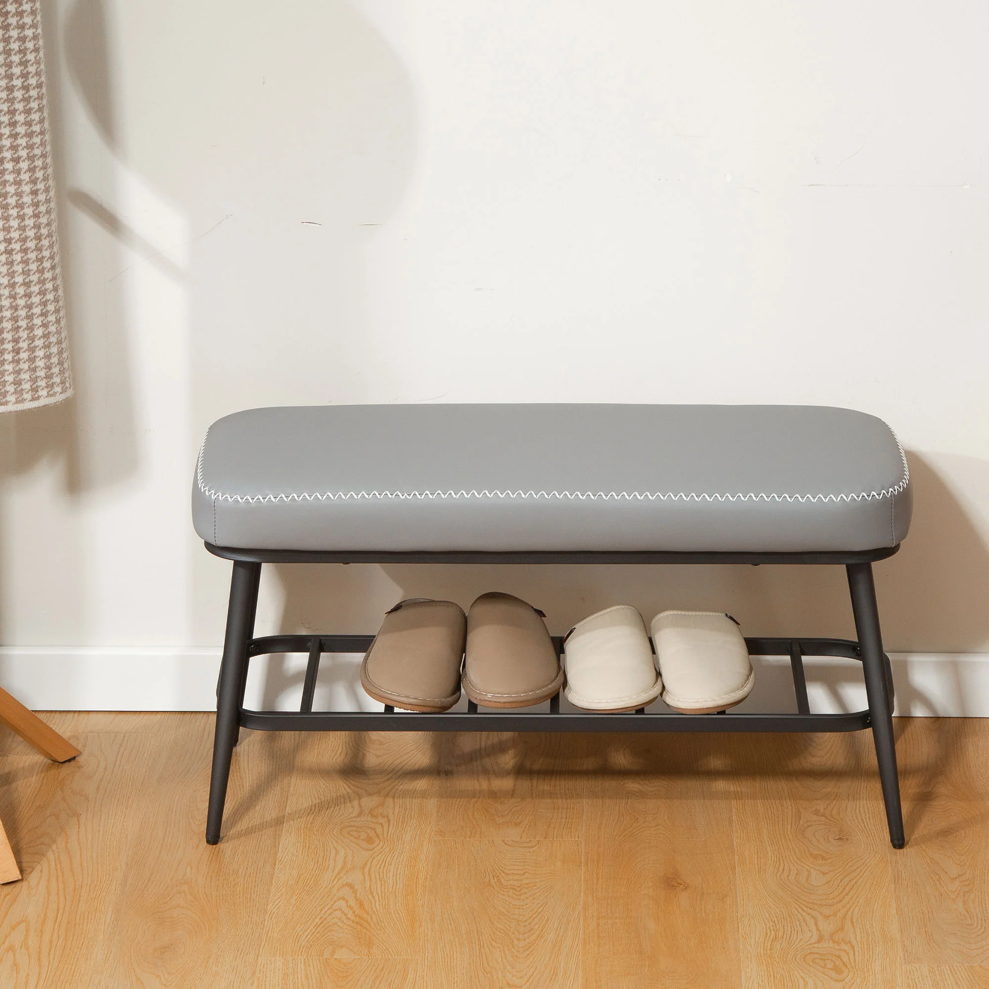 HOMCOM Shoe Bench, PU Leather Shoe Storage Bench for Entryway, - Image 35