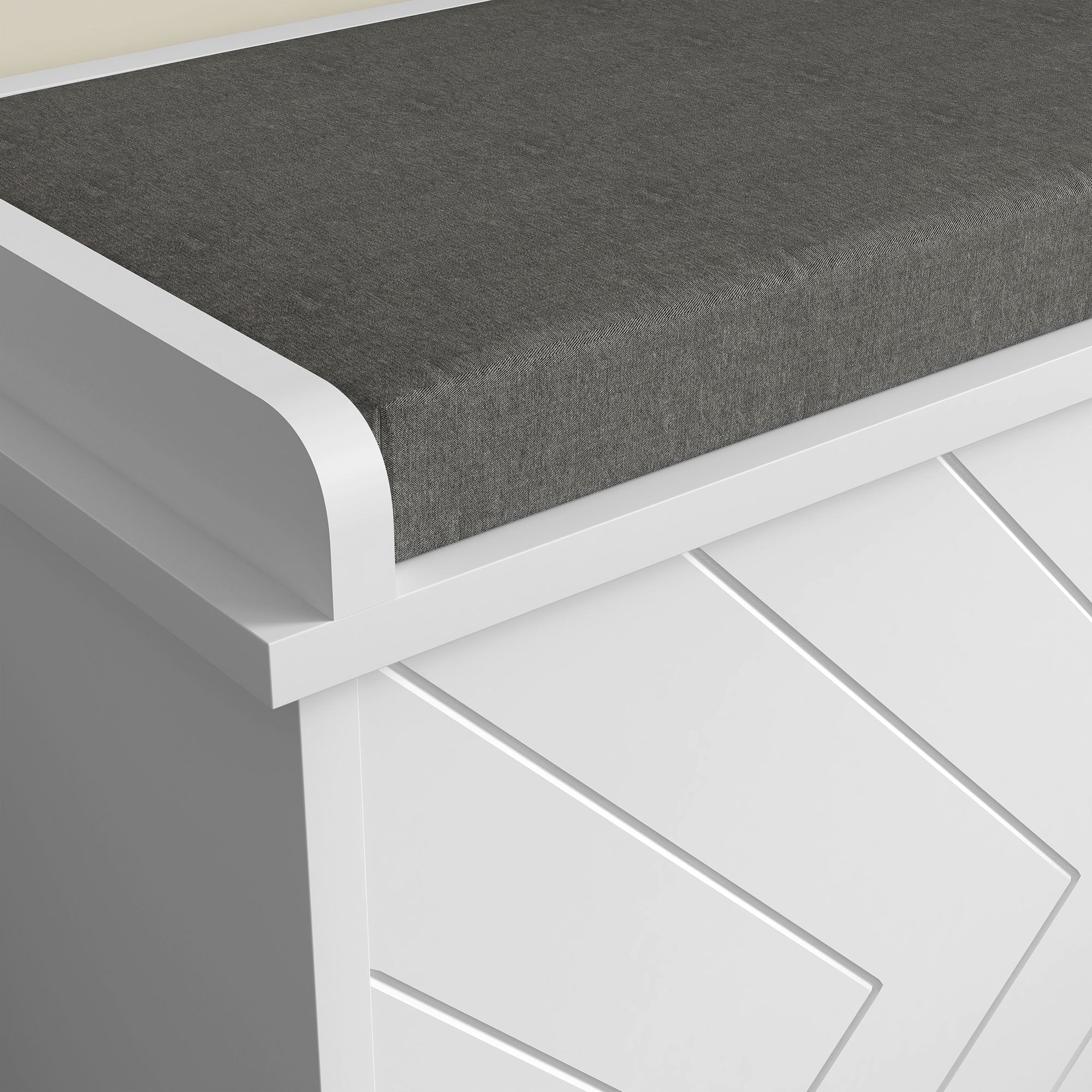 HOMCOM Shoe Bench With Flip Drawer, Cushion, 10 Pairs For Entryway White - Image 8