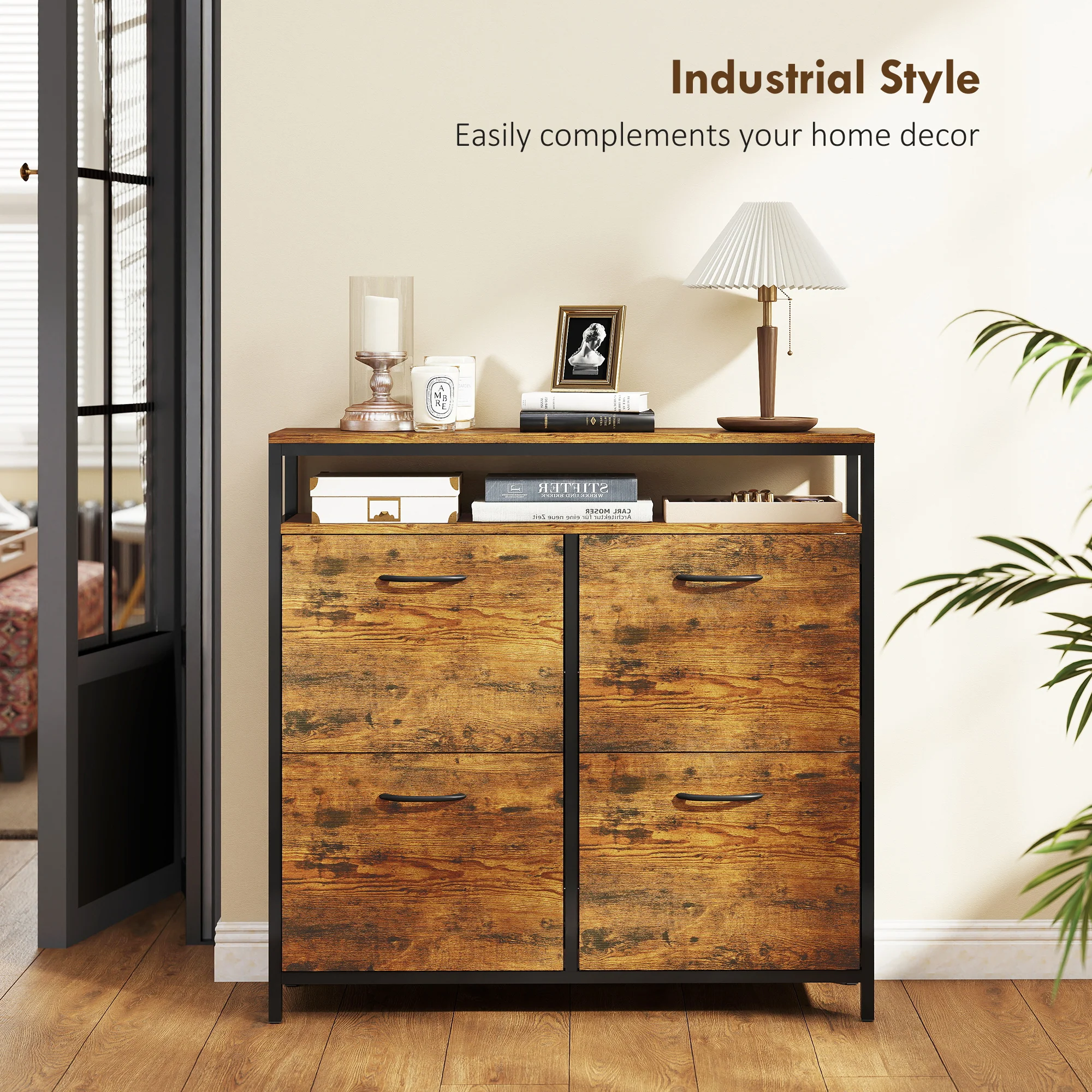 HOMCOM Shoe Cabinet With 4 Flip Drawers, Holds 12-20 Pairs - Image 16
