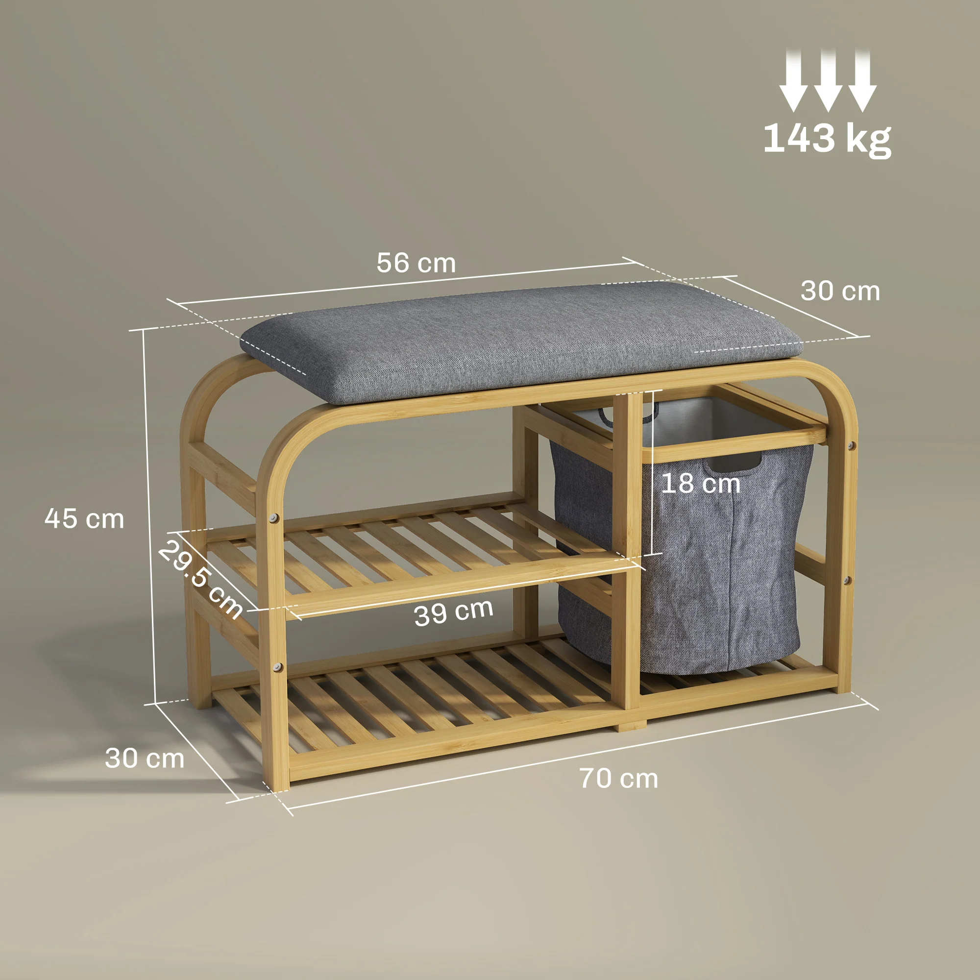 HOMCOM Shoe Rack Bench with Seat for Hallway, Entryway, Nature Wood Finish - Image 5
