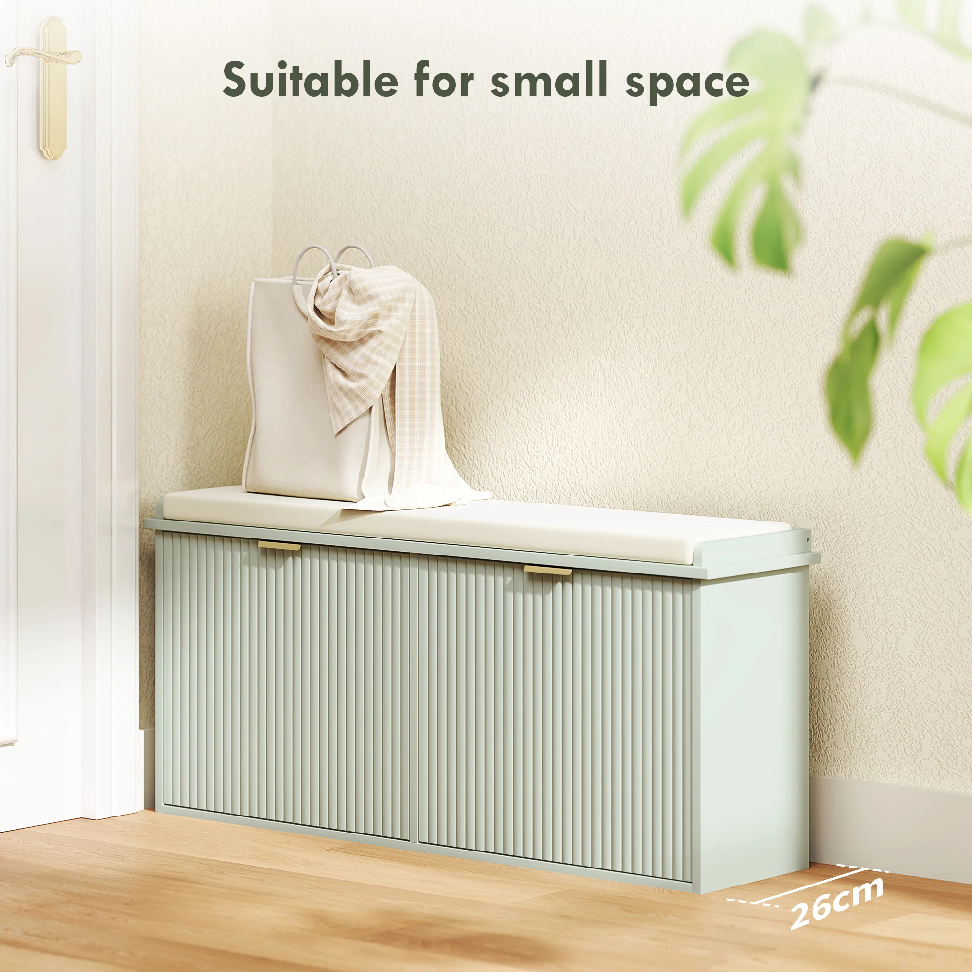 HOMCOM Shoe Storage Bench With Cushion And Flip-Drawer 104x26x47.5cm - Image 3
