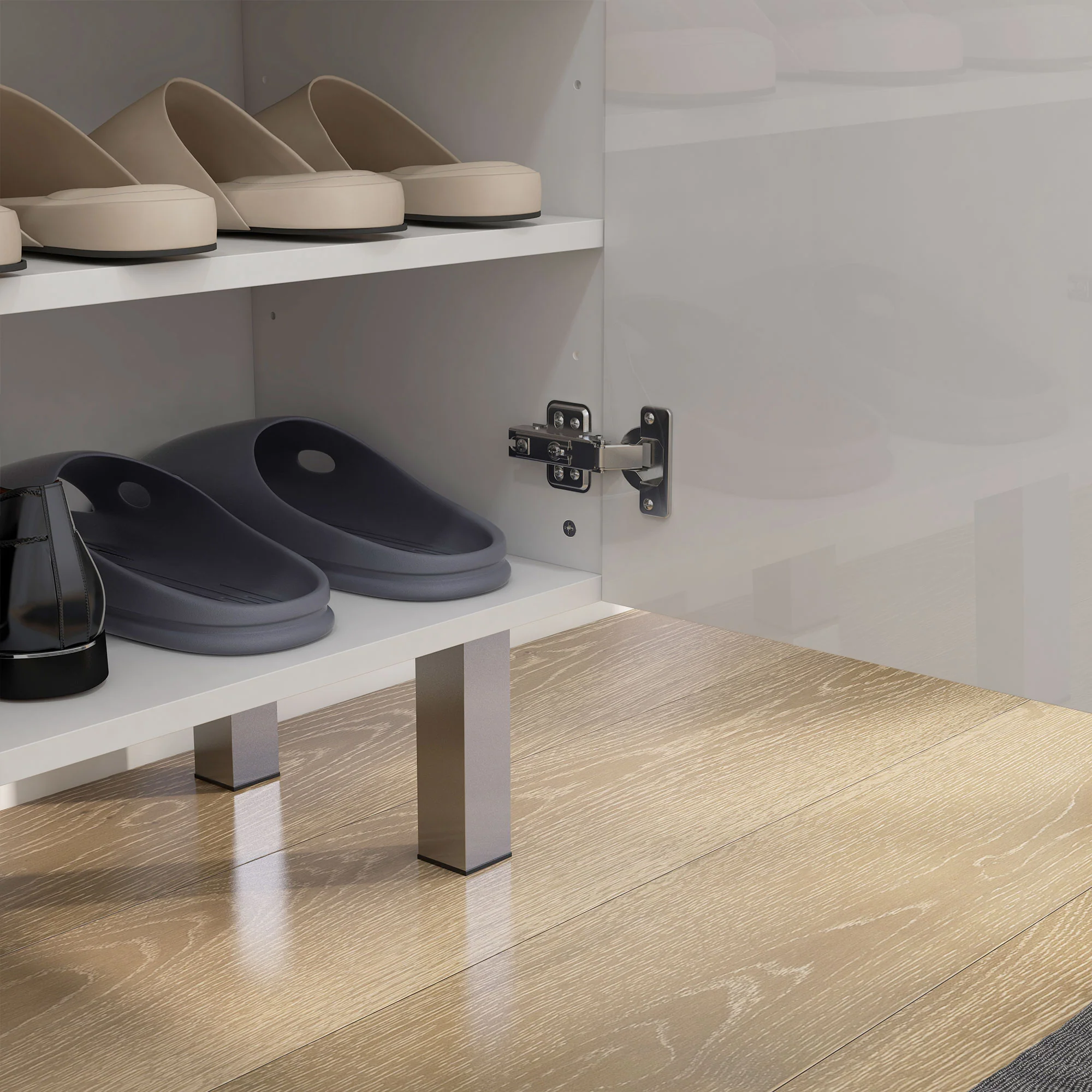 HOMCOM Shoe Storage Cabinet With Soft-Close Hinges & Adjust Shelves, High Gloss - Image 9