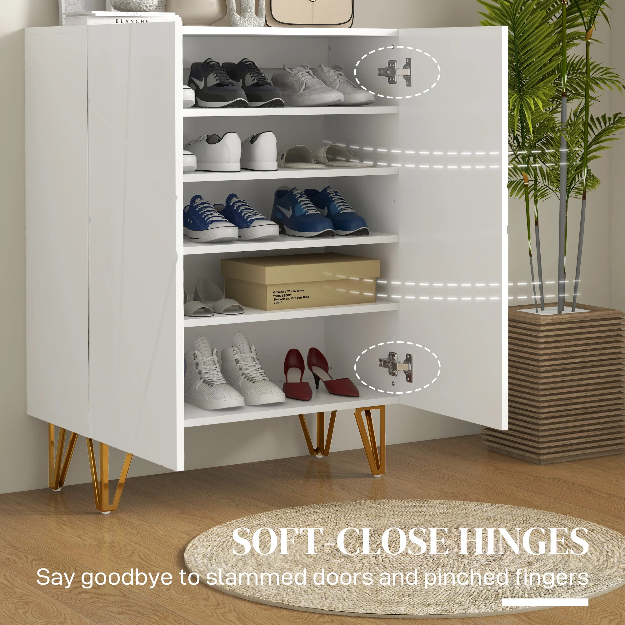 HOMCOM Shoe Storage Cabinet With Soft-Close Hinges And Adjust Shelves - Image 13