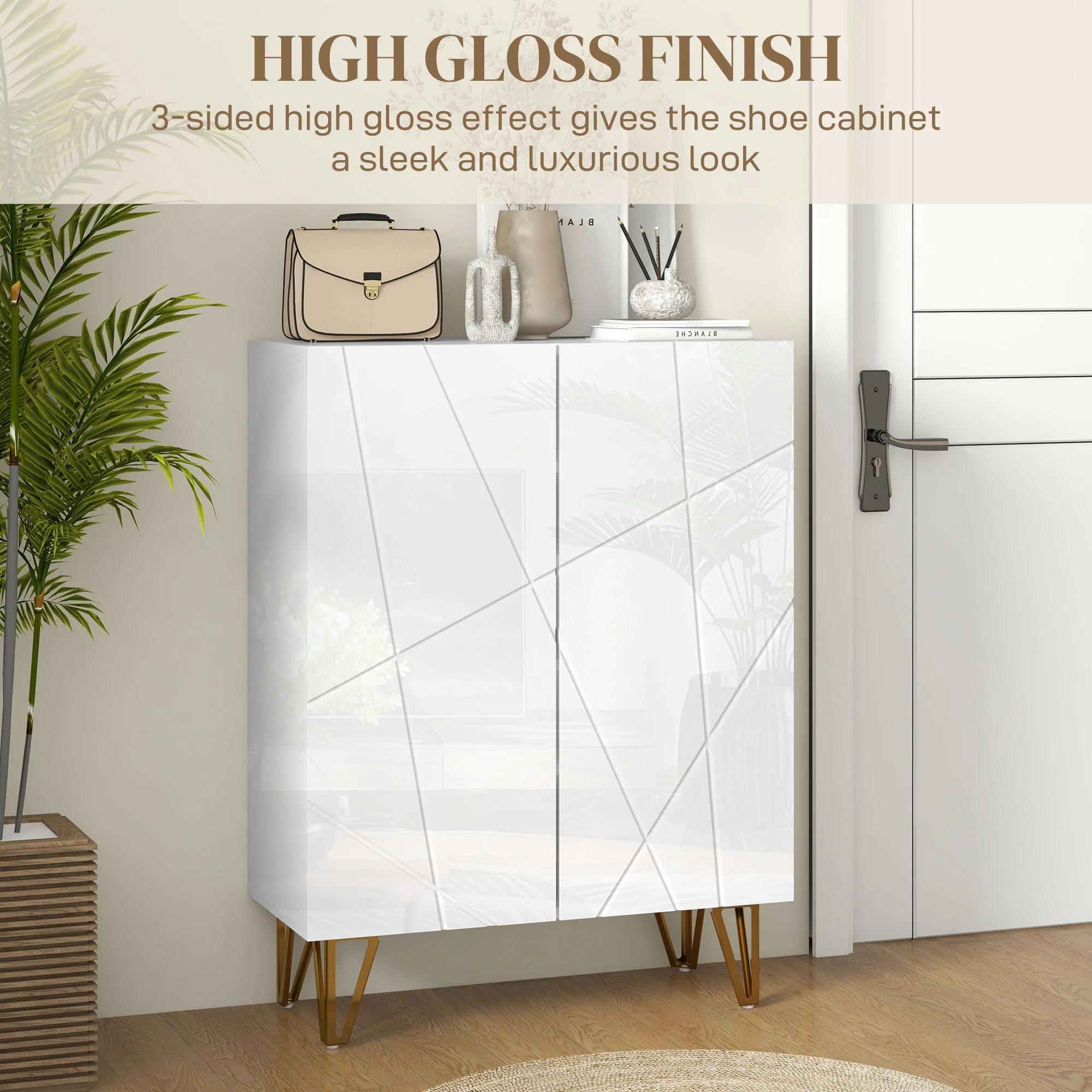 HOMCOM Shoe Storage Cabinet With Soft-Close Hinges And Adjust Shelves - Image 15