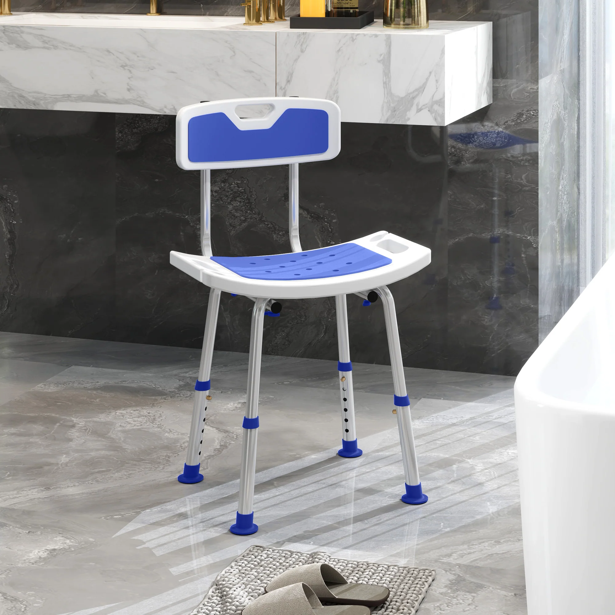 HOMCOM Shower Stool for Elderly Disabled Adjustable Shower Stool - Image 11