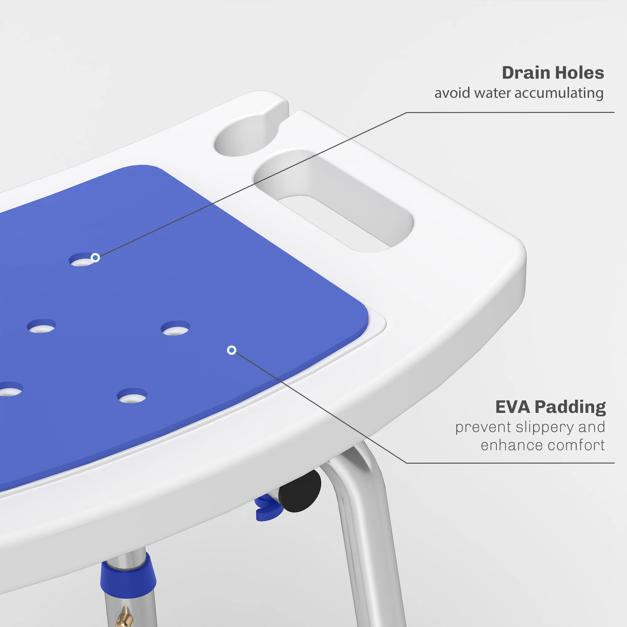 HOMCOM Shower Stool for Elderly Disabled Adjustable Shower Stool - Image 12