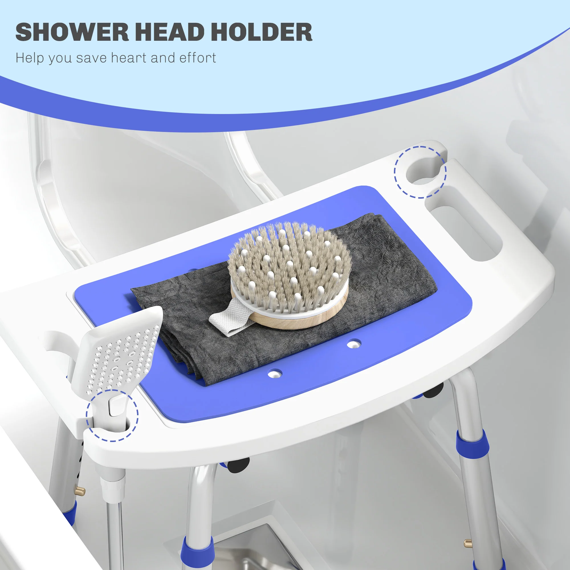 HOMCOM Shower Stool for Elderly Disabled Adjustable Shower Stool - Image 13