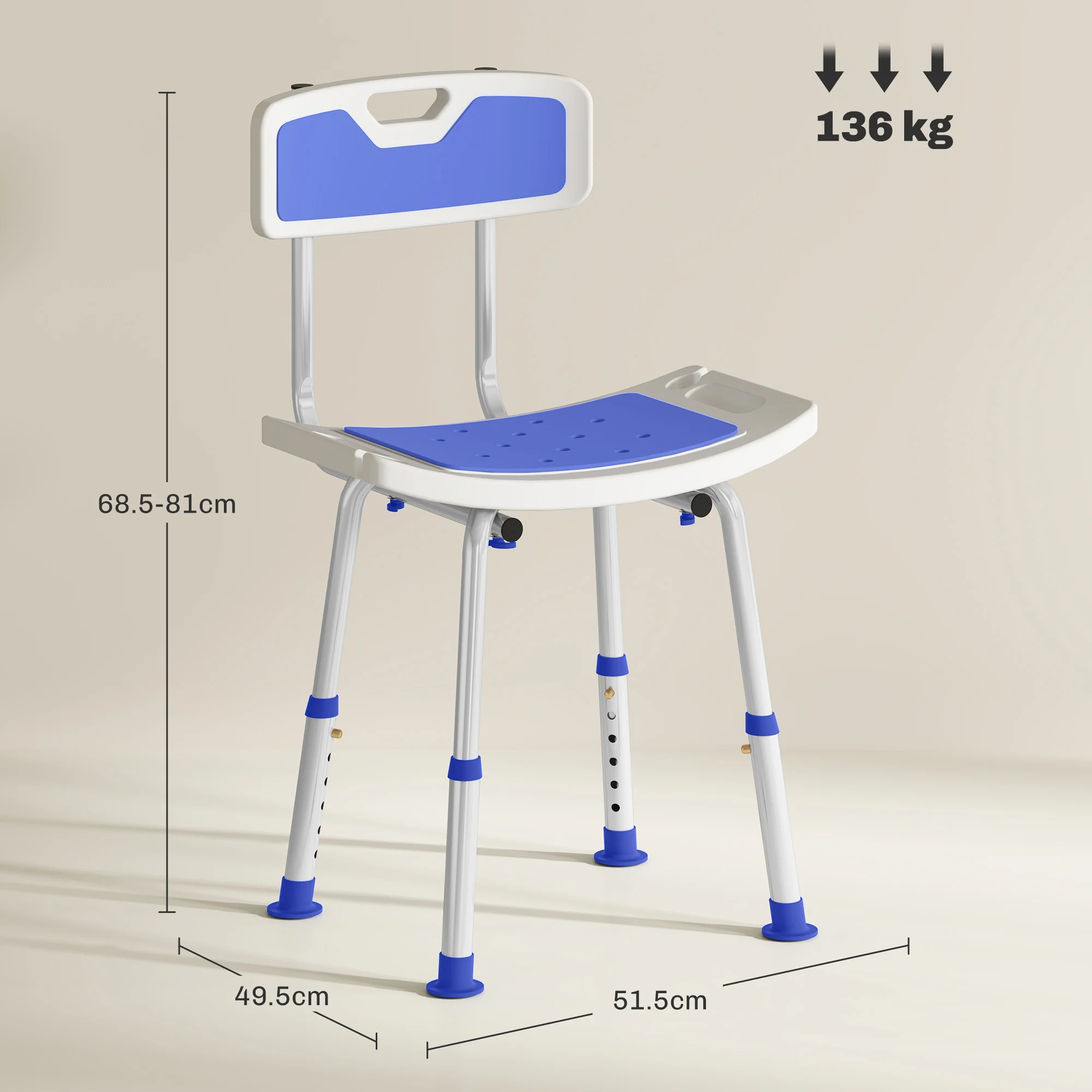 HOMCOM Shower Stool for Elderly Disabled Adjustable Shower Stool - Image 14