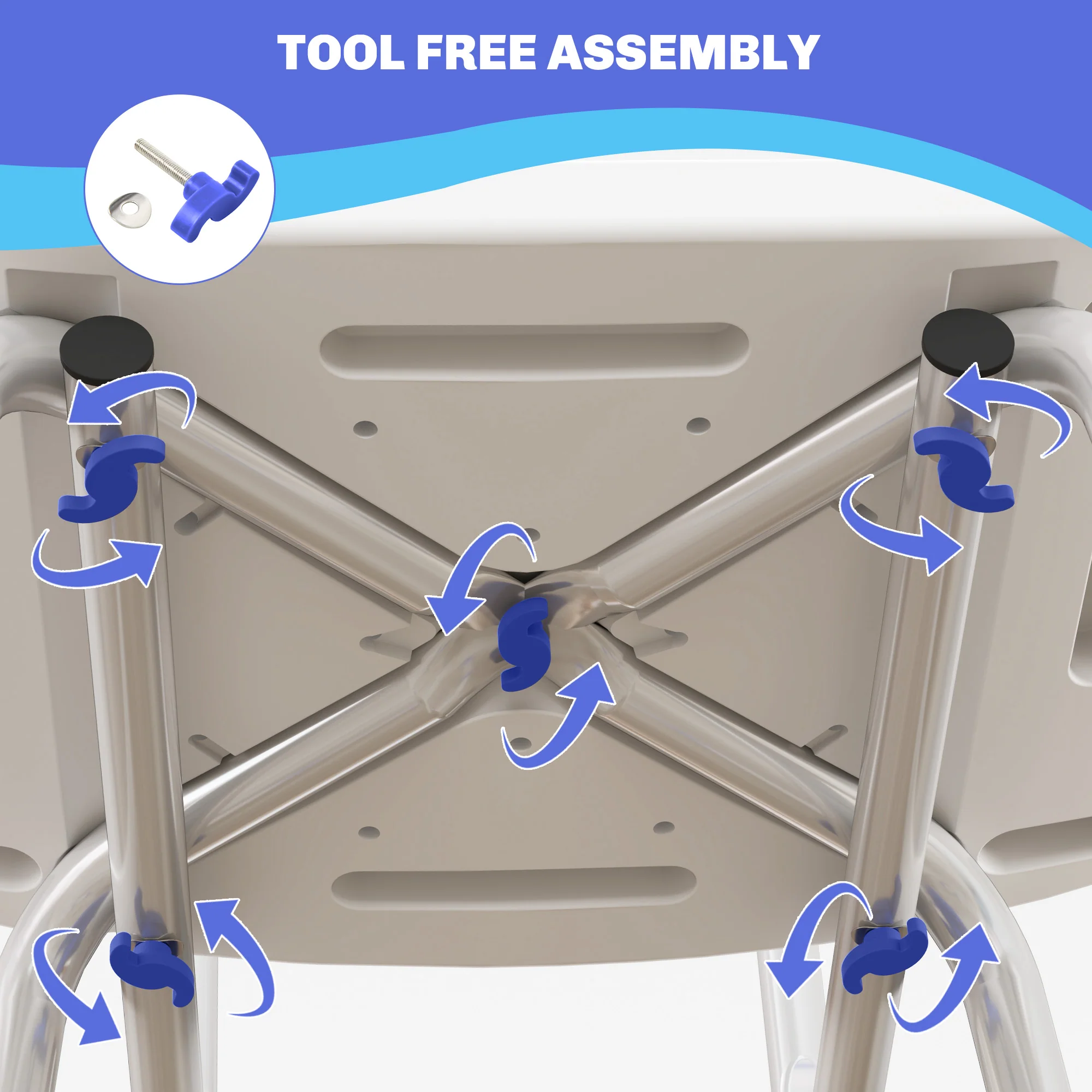 HOMCOM Shower Stool for Elderly Disabled Adjustable Shower Stool - Image 15