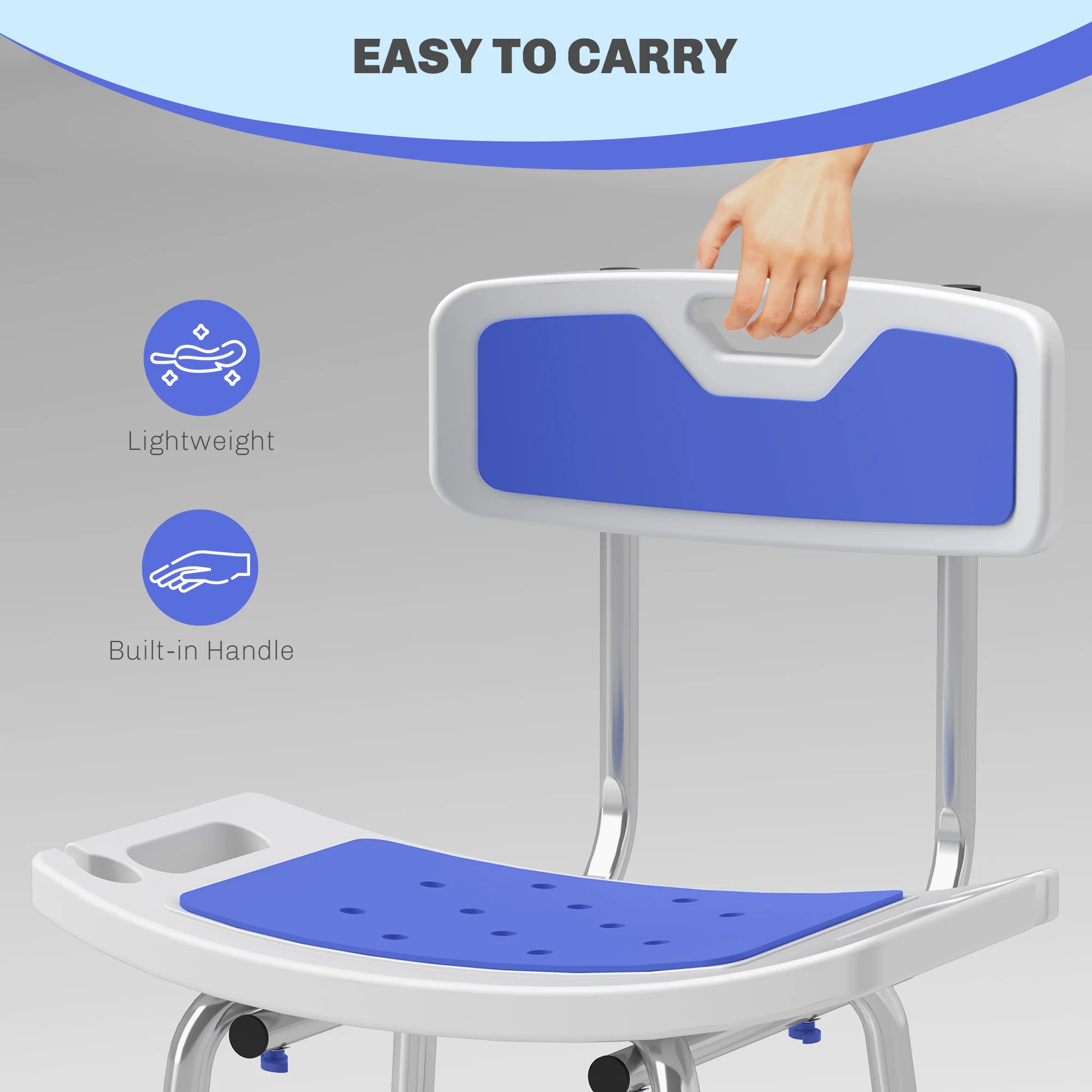 HOMCOM Shower Stool for Elderly Disabled Adjustable Shower Stool - Image 17