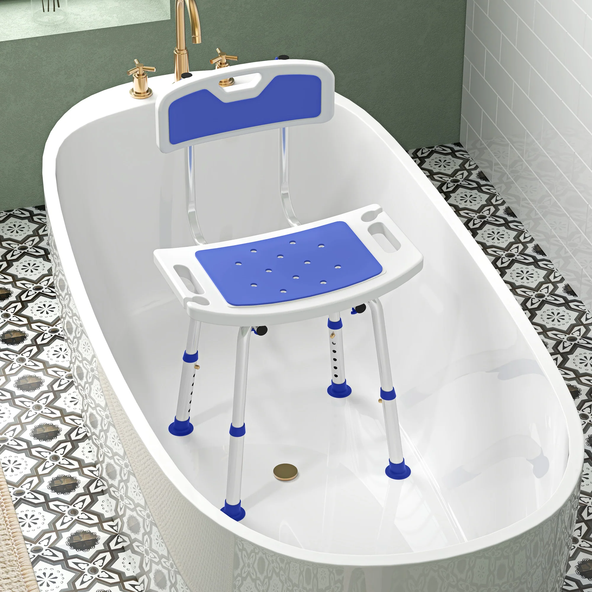 HOMCOM Shower Stool for Elderly Disabled Adjustable Shower Stool - Image 18
