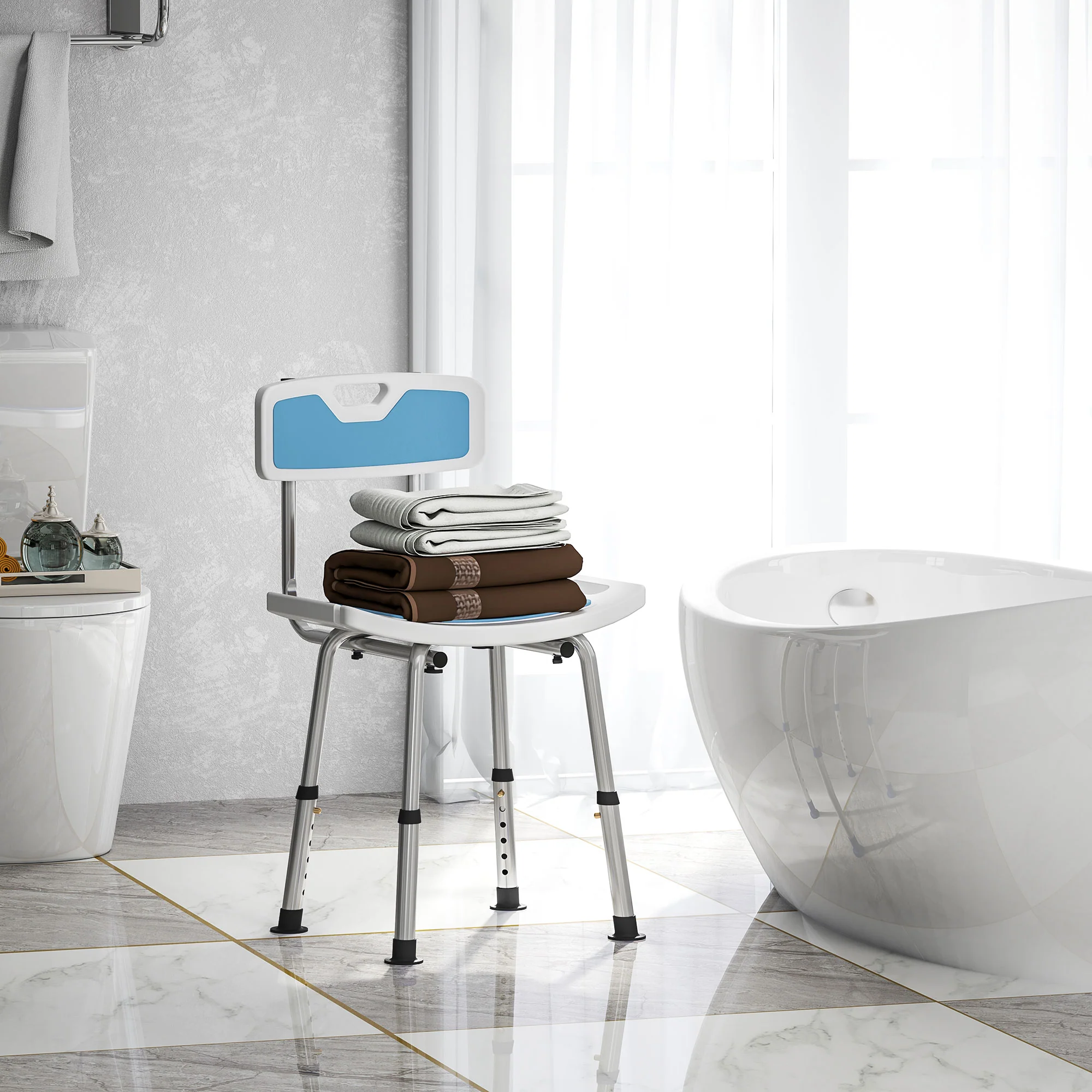 HOMCOM Shower Stool for Elderly Disabled Adjustable Shower Stool - Image 2