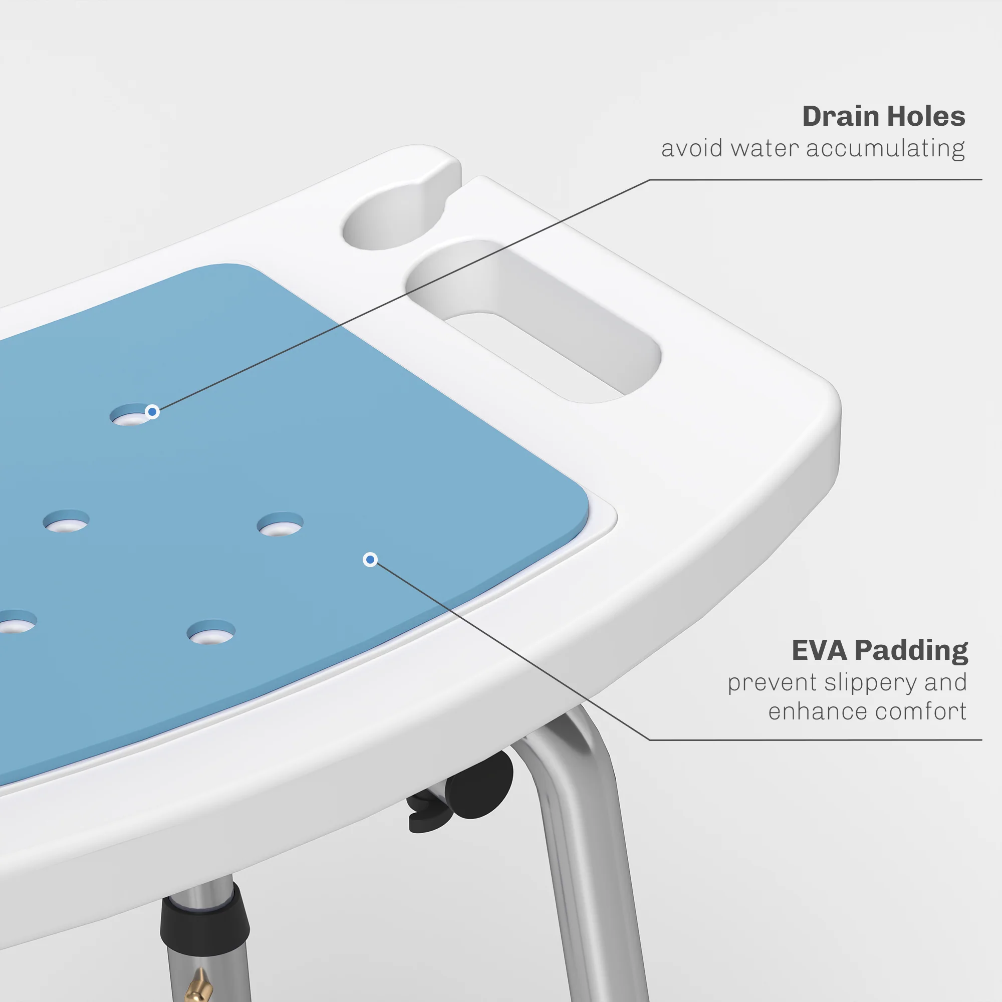 HOMCOM Shower Stool for Elderly Disabled Adjustable Shower Stool - Image 3