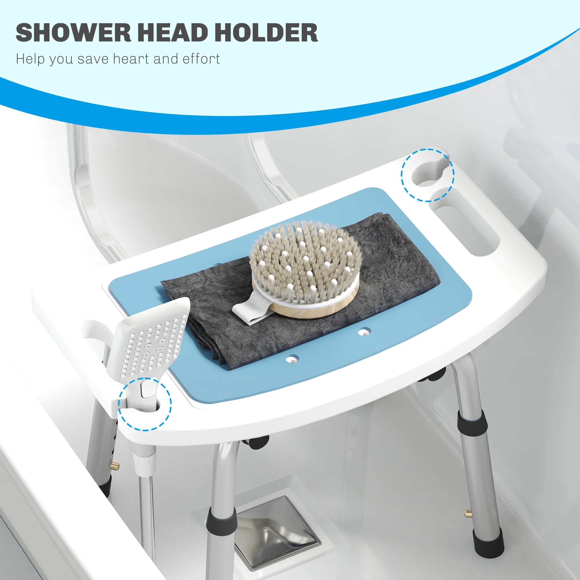 HOMCOM Shower Stool for Elderly Disabled Adjustable Shower Stool - Image 4