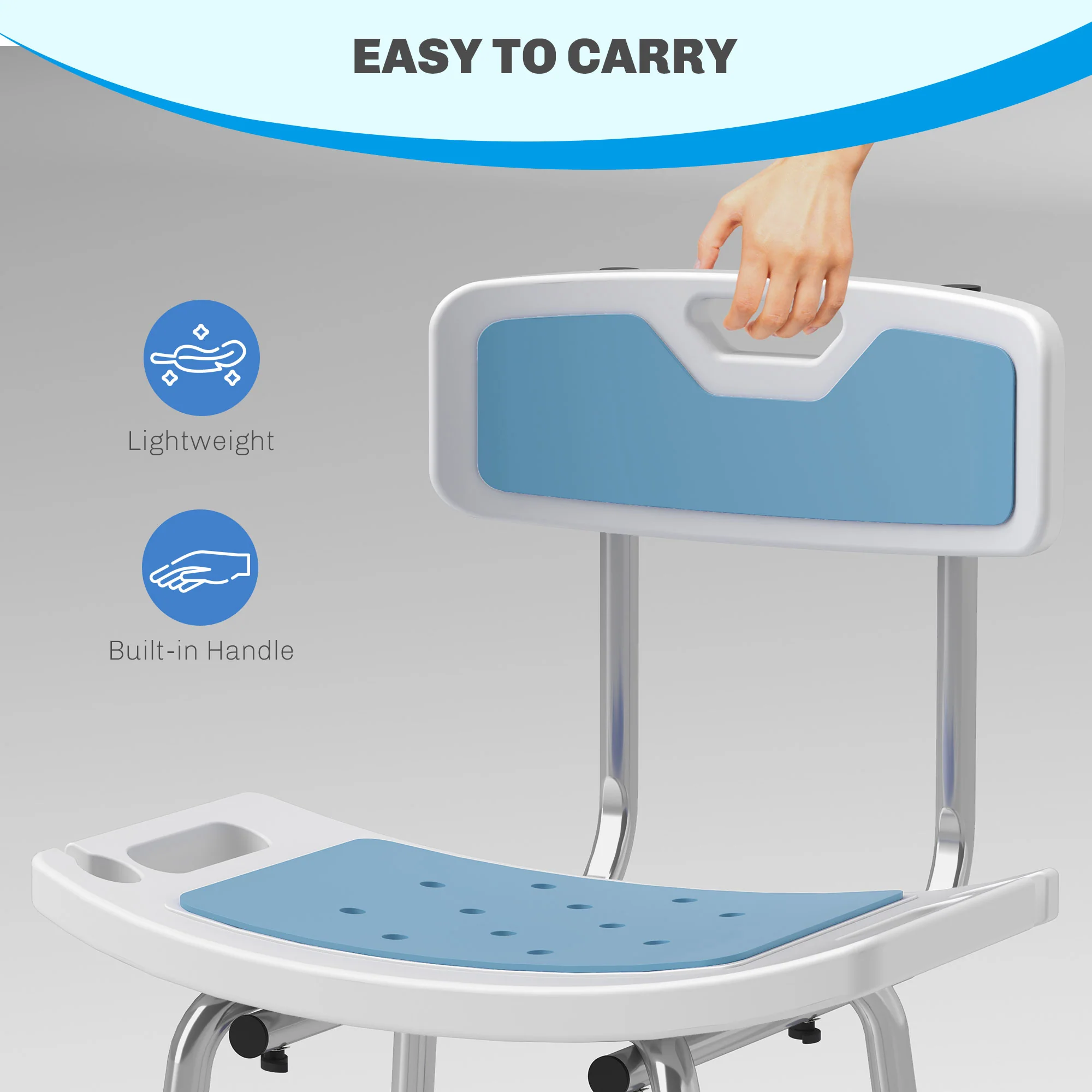 HOMCOM Shower Stool for Elderly Disabled Adjustable Shower Stool - Image 8