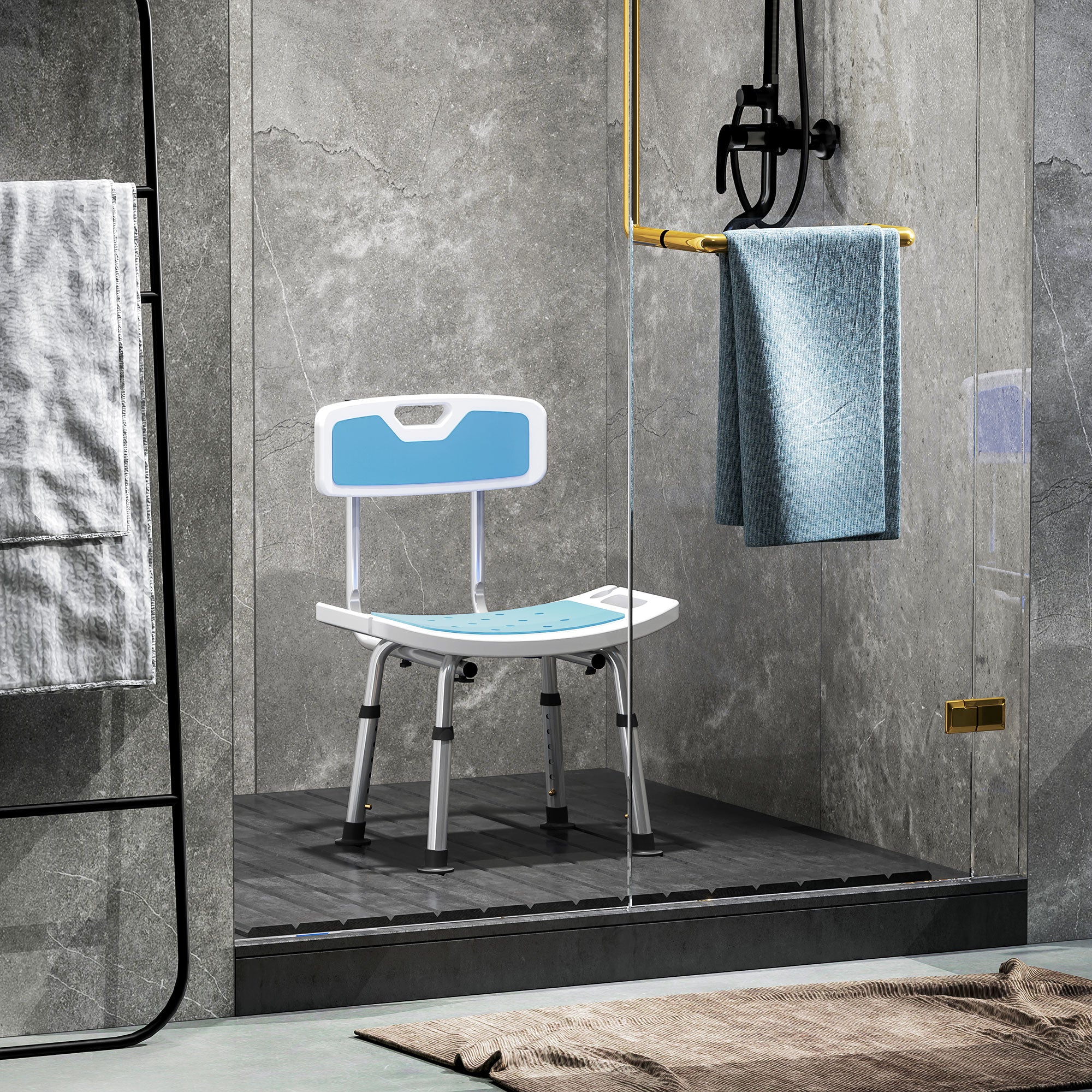 HOMCOM Shower Stool for Elderly Disabled Adjustable Shower Stool - Image 9