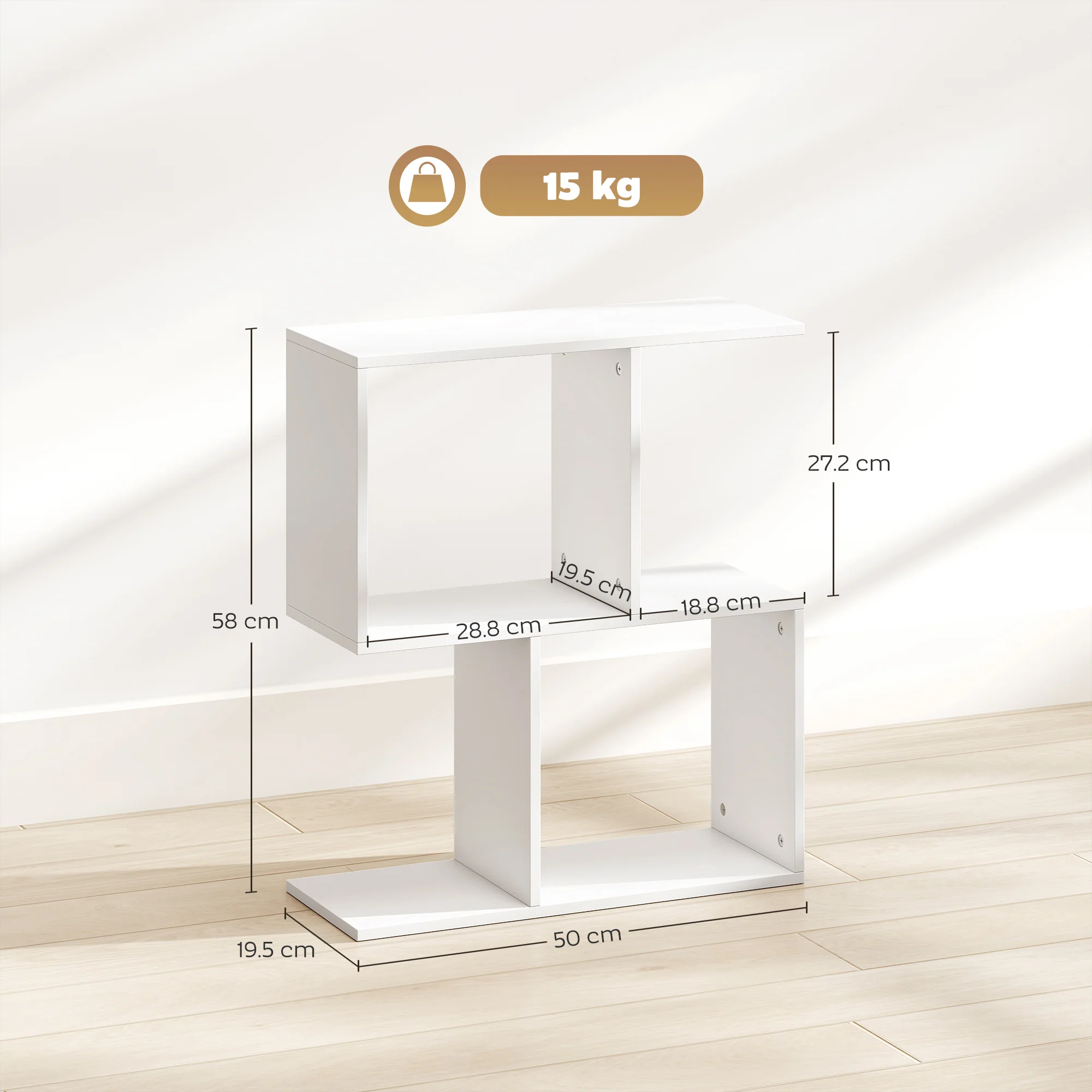 HOMCOM Side Table, Narrow End Table with Storage Shelves, White - Image 5