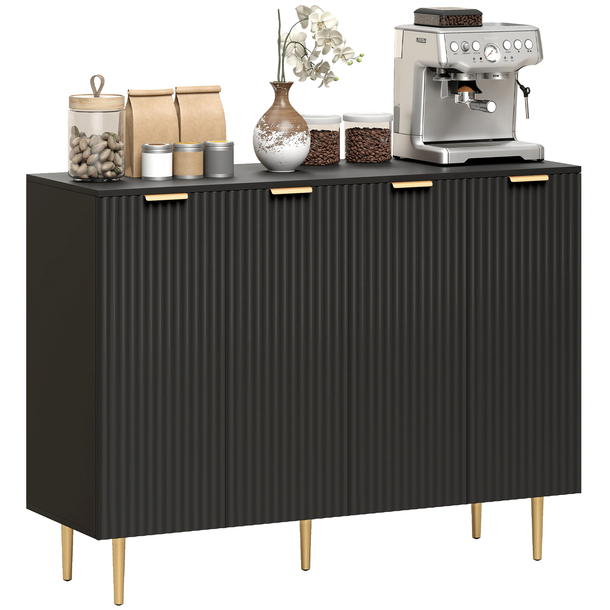HOMCOM Sideboard Buffet Cabinet with Adjustable Shelves, Black