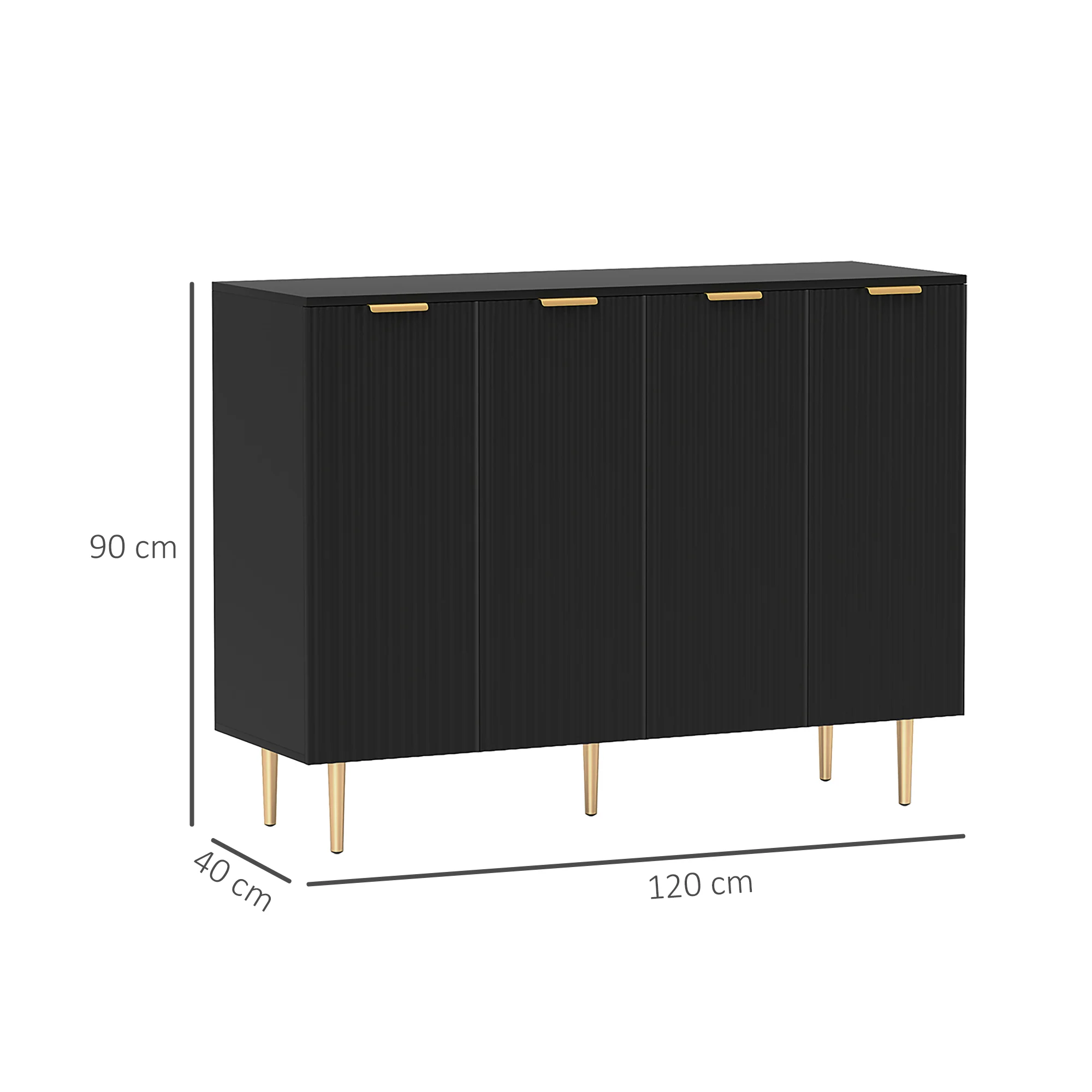 HOMCOM Sideboard Buffet Cabinet with Adjustable Shelves, Black - Image 3