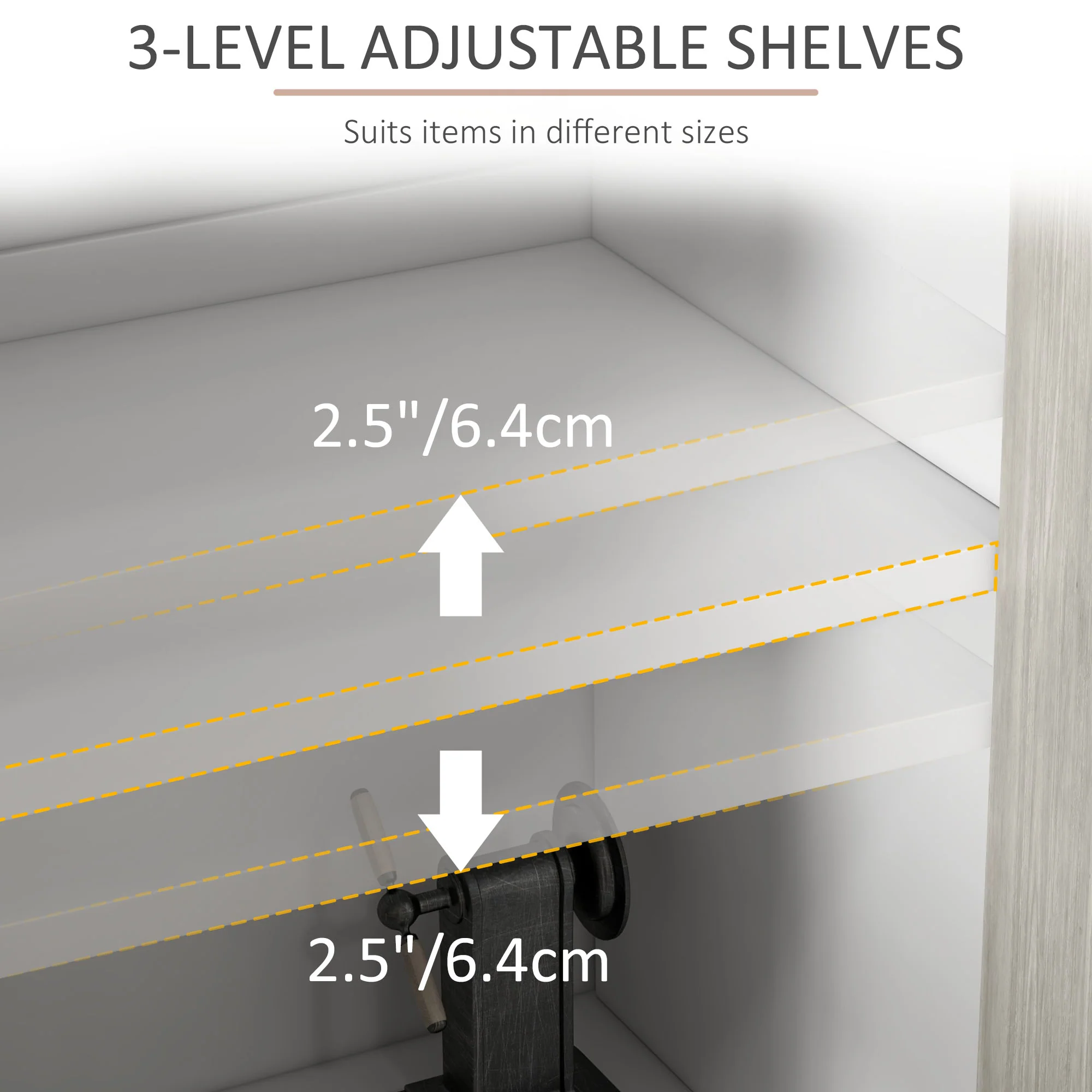 HOMCOM Sideboard Storage Cabinet for Living Room with Adjustable Shelves White - Image 4