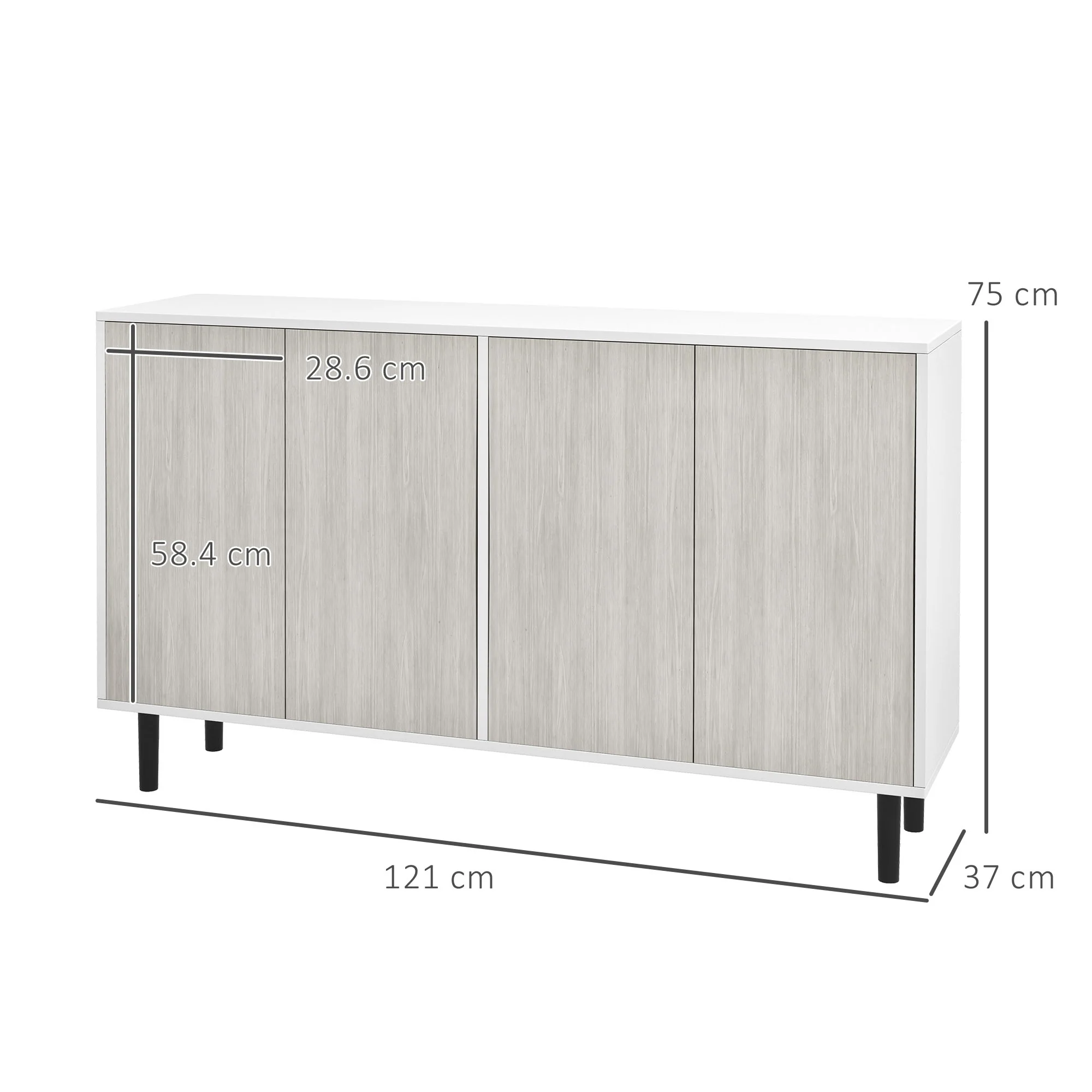 HOMCOM Sideboard Storage Cabinet for Living Room with Adjustable Shelves White - Image 5