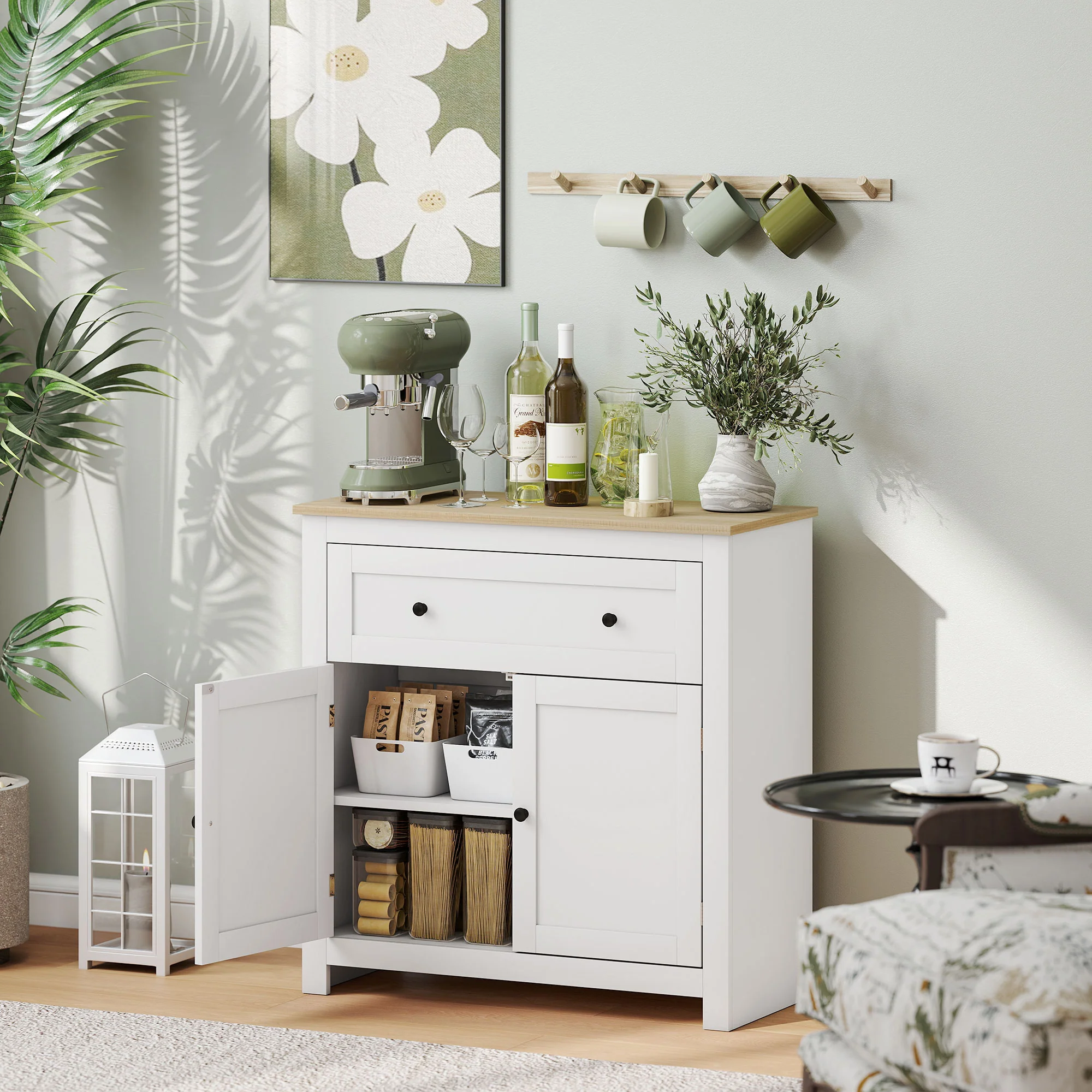 HOMCOM Sideboard Storage Cabinet With Adjustable Shelf, Drawer - Image 11