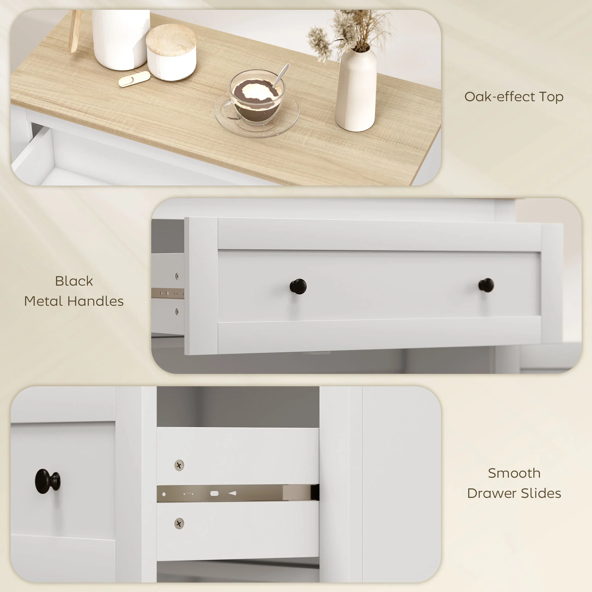 HOMCOM Sideboard Storage Cabinet With Adjustable Shelf, Drawer - Image 16