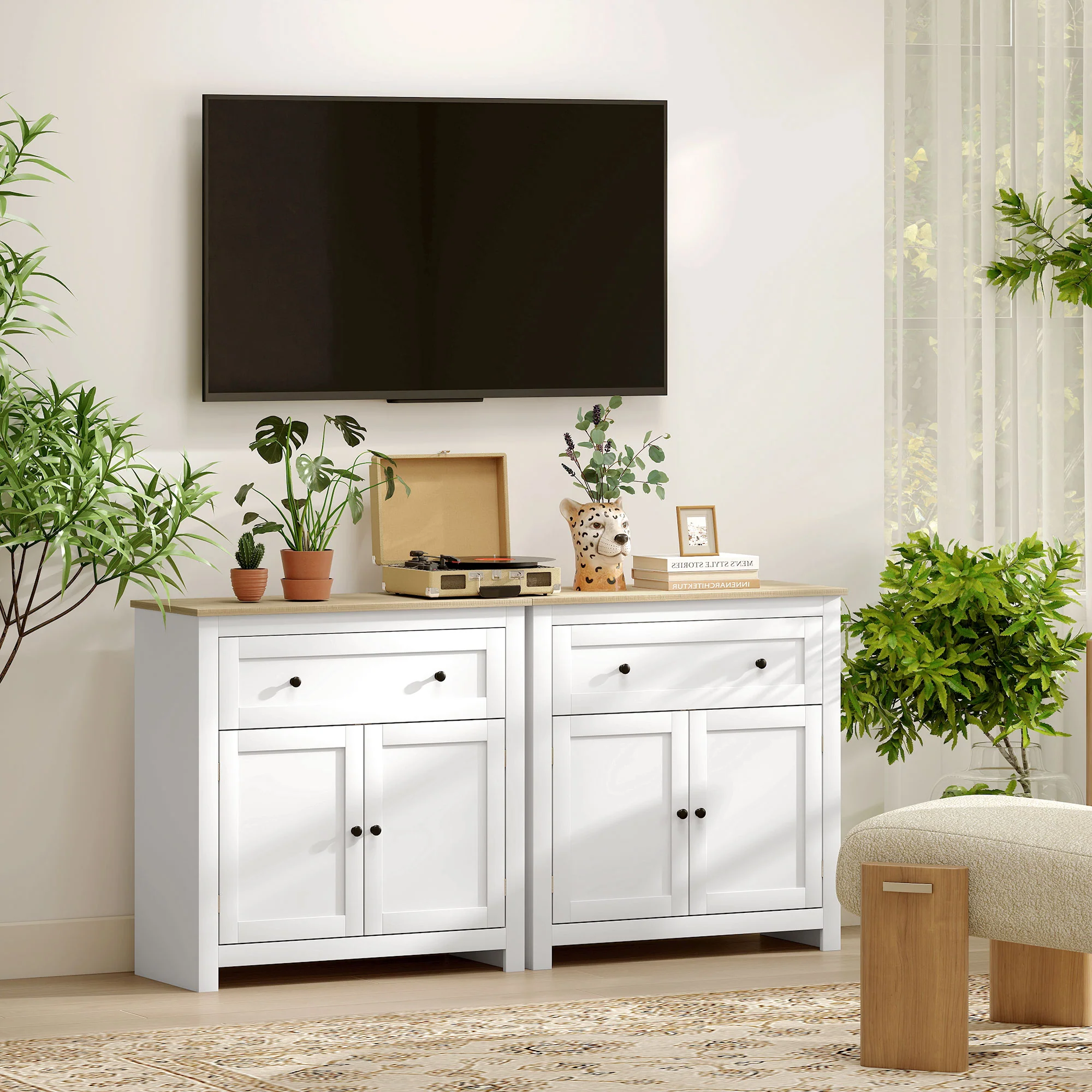 HOMCOM Sideboard Storage Cabinet With Adjustable Shelf, Drawer - Image 17