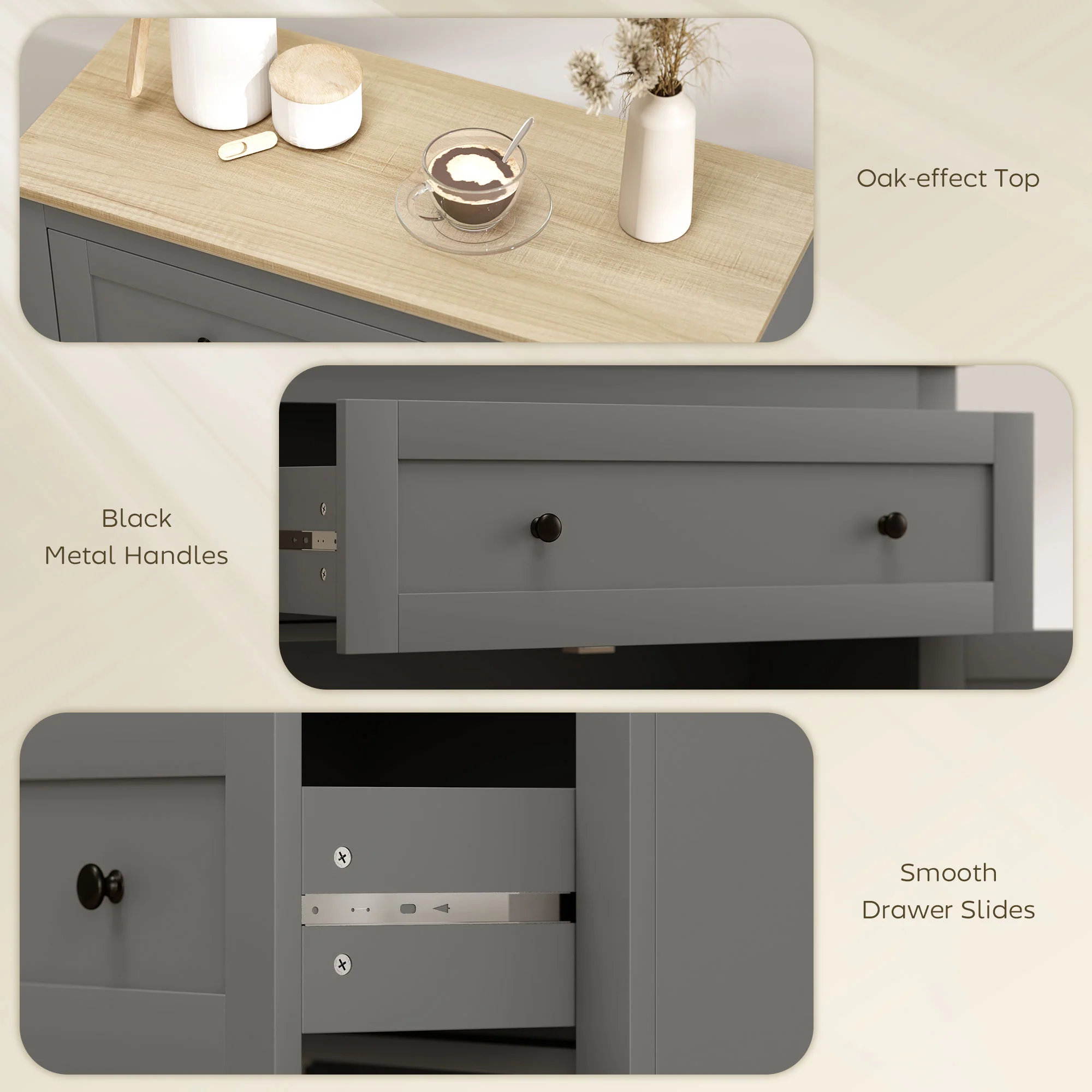 HOMCOM Sideboard Storage Cabinet With Adjustable Shelf, Drawer - Image 7